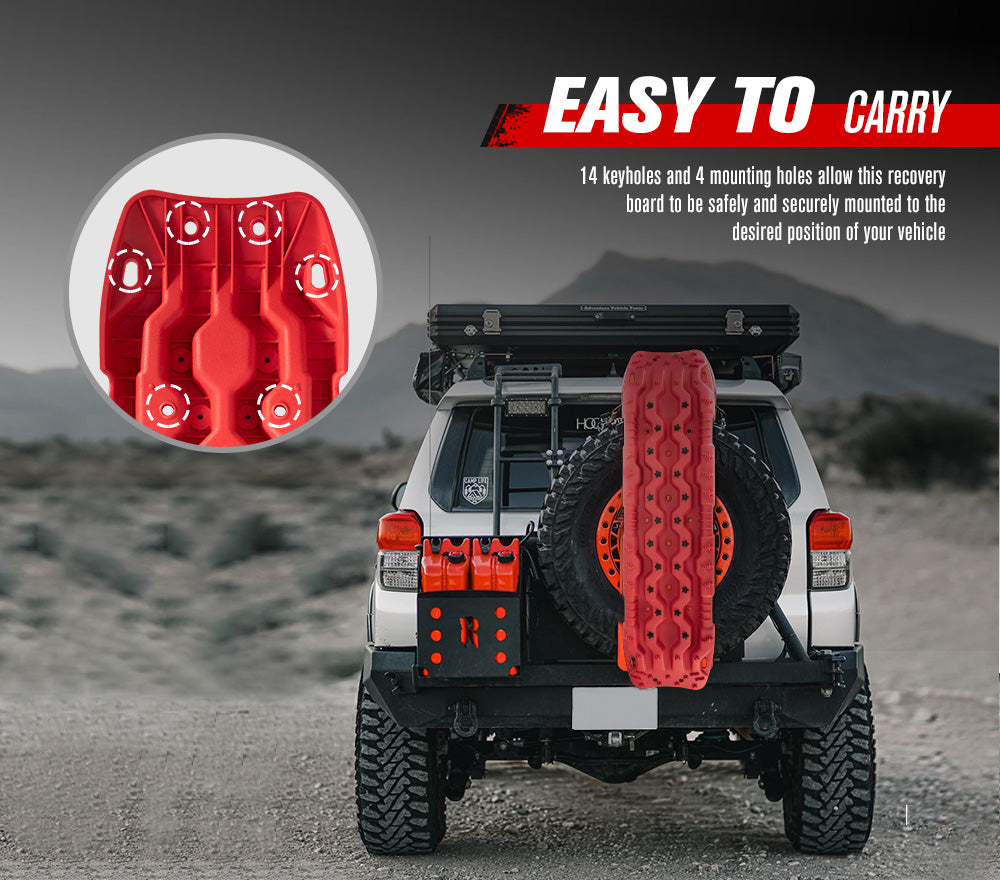 Fieryred Recovery Tracks 15T Board 4WD Vehicle Sand/Snow/Mud 1 Pair Red - Sunyee