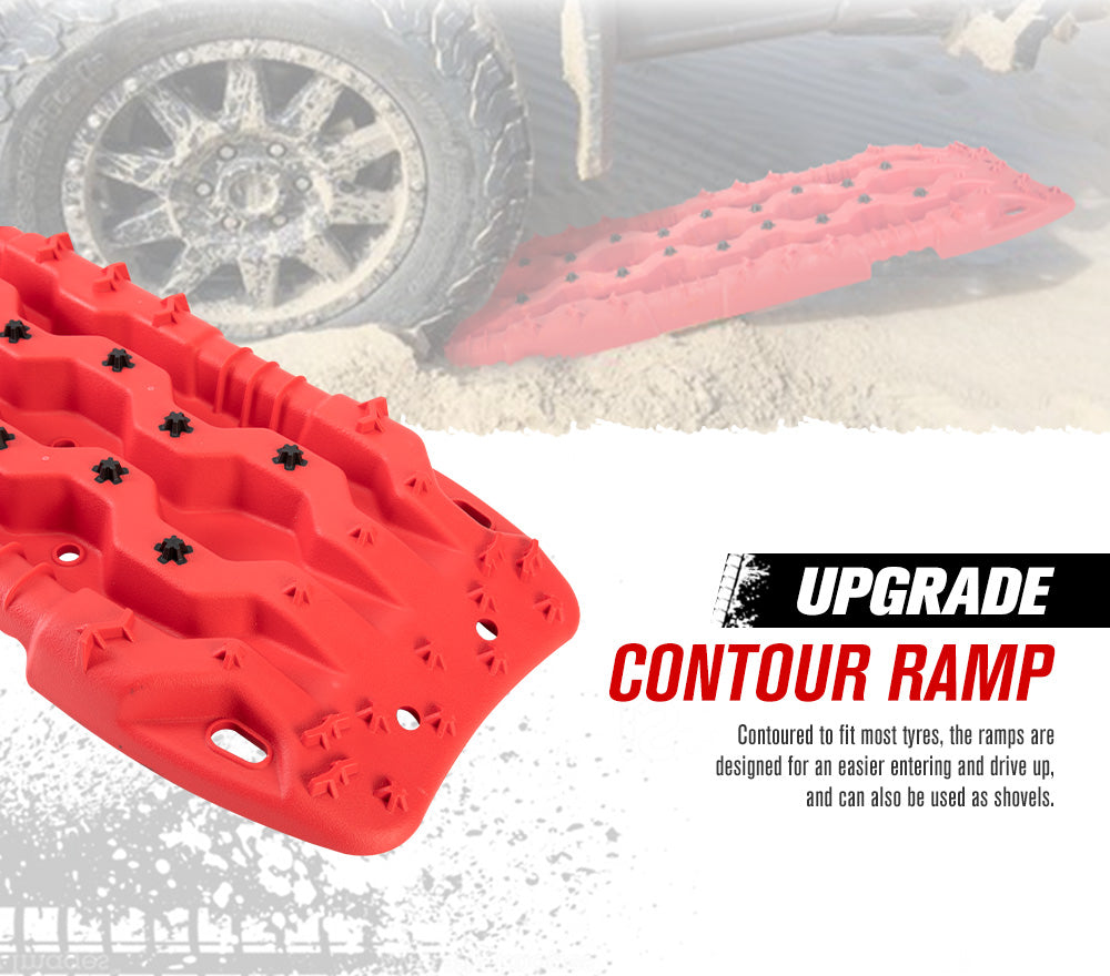 Fieryred Recovery Tracks 15T Board 4WD Vehicle Sand/Snow/Mud 1 Pair Red - Sunyee