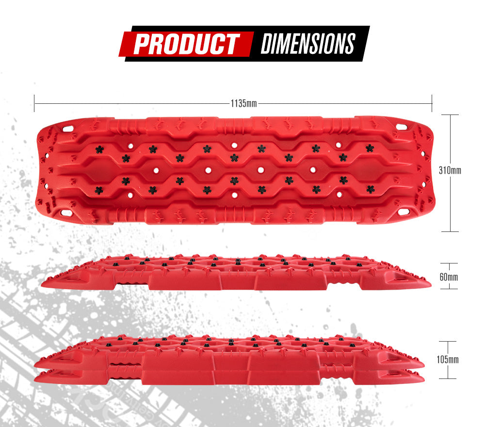 Fieryred Recovery Tracks 15T Board 4WD Vehicle Sand/Snow/Mud 1 Pair Red - Sunyee
