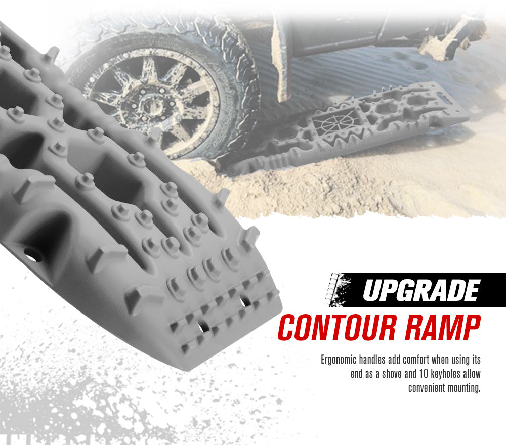 Fieryred Recovery Tracks Board 10T Sand Mud Snow Grass 4WD Accessory Grey 1Pair - Sunyee