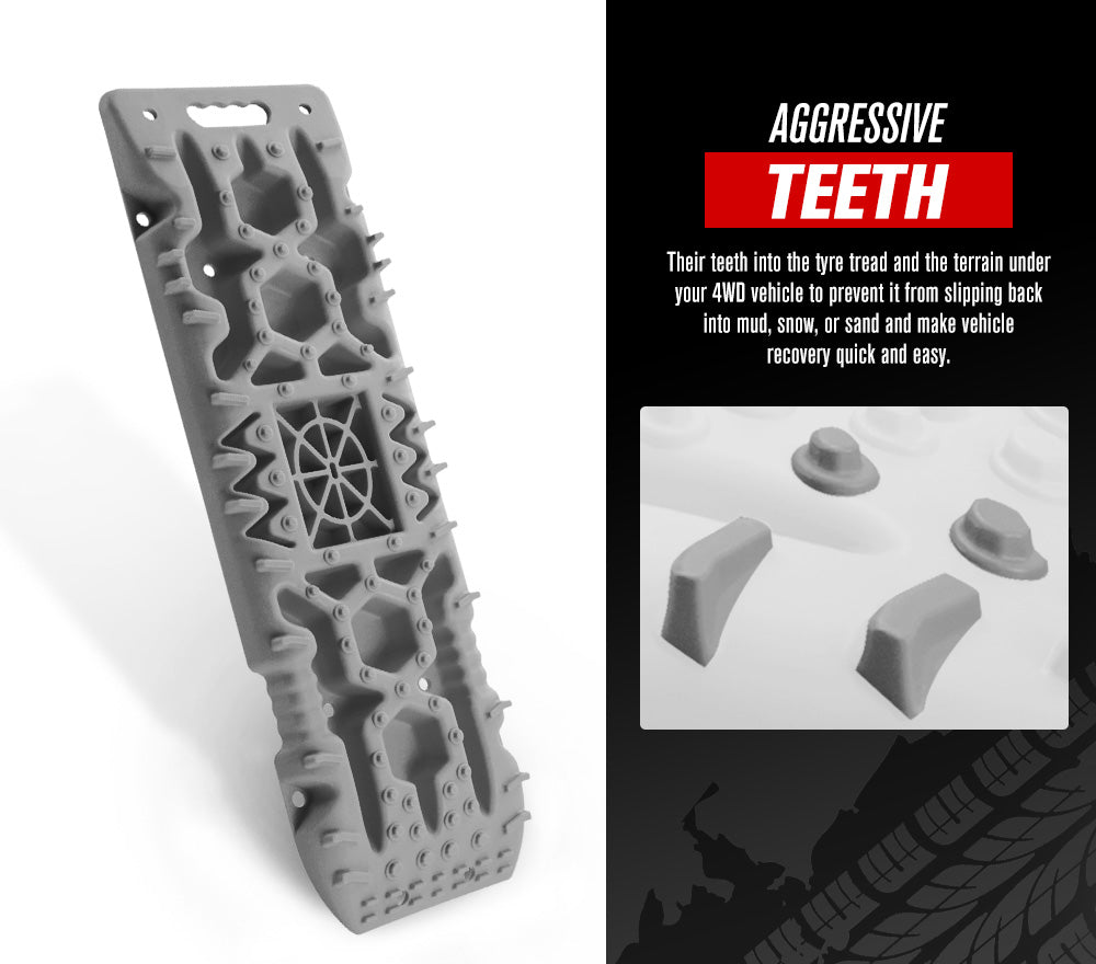 Fieryred Recovery Tracks Board 10T Sand Mud Snow Grass 4WD Accessory Grey 1Pair - Sunyee