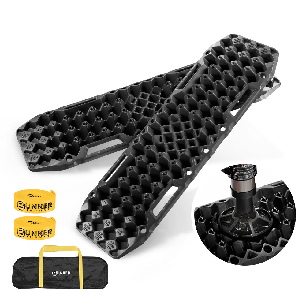 Bunker Indust 4WD Recovery Tracks /w Mounting Pins Jack Base Bag Snow Boards 4x4 - Sunyee