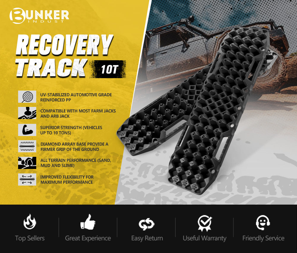 Bunker Indust Recovery Tracks Farm Jack Base 10T Board Sand Mud Snow OffRoad 4WD Black - Sunyee