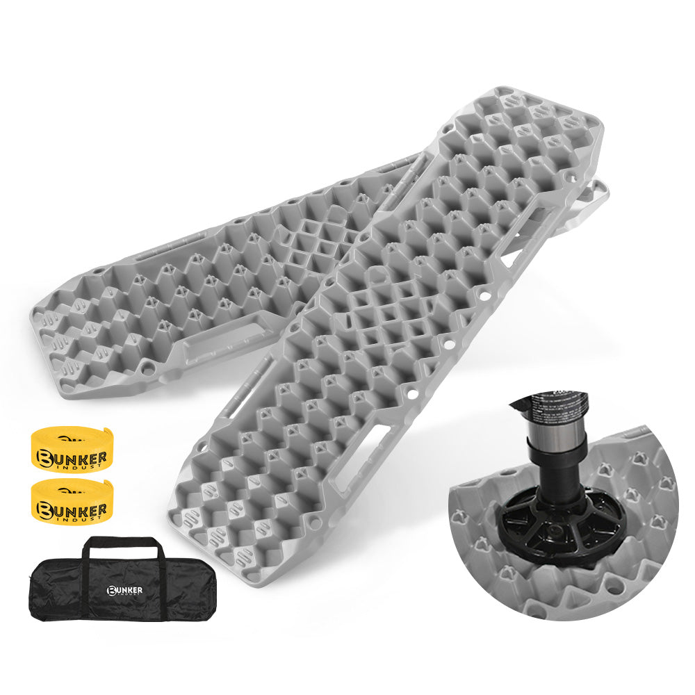Bunker Indust 4WD Recovery Tracks /w Mounting Pins Jack Base Bag Snow Boards 4x4 - Sunyee