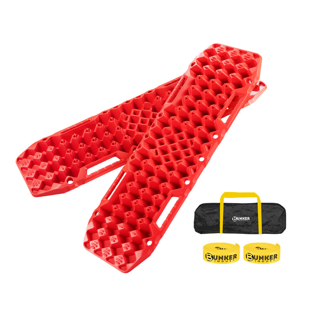 Bunker Indust 4WD Recovery Tracks /w Mounting Pins Jack Base Bag Snow Boards 4x4 - Sunyee