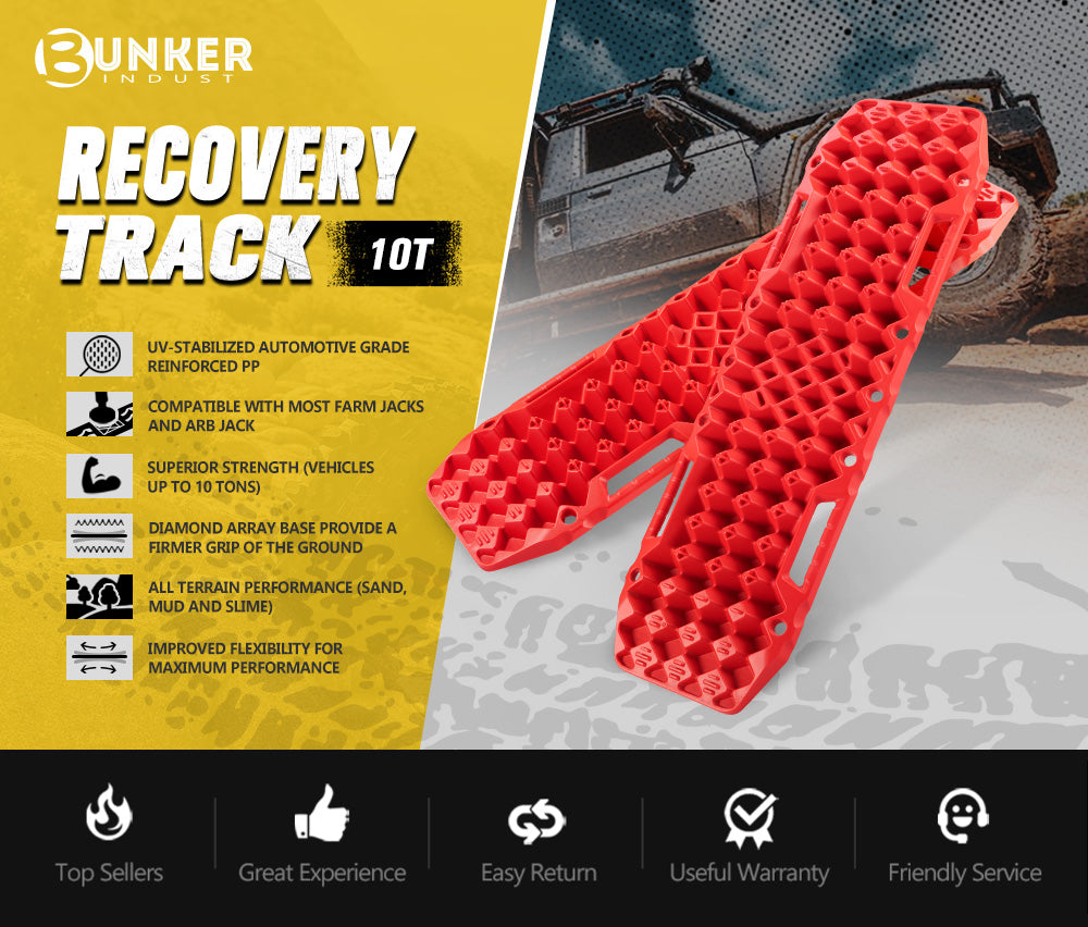 Bunker Indust Recovery Tracks Farm Jack Base 10T Board Sand Mud Snow OffRoad 4WD Red - Sunyee