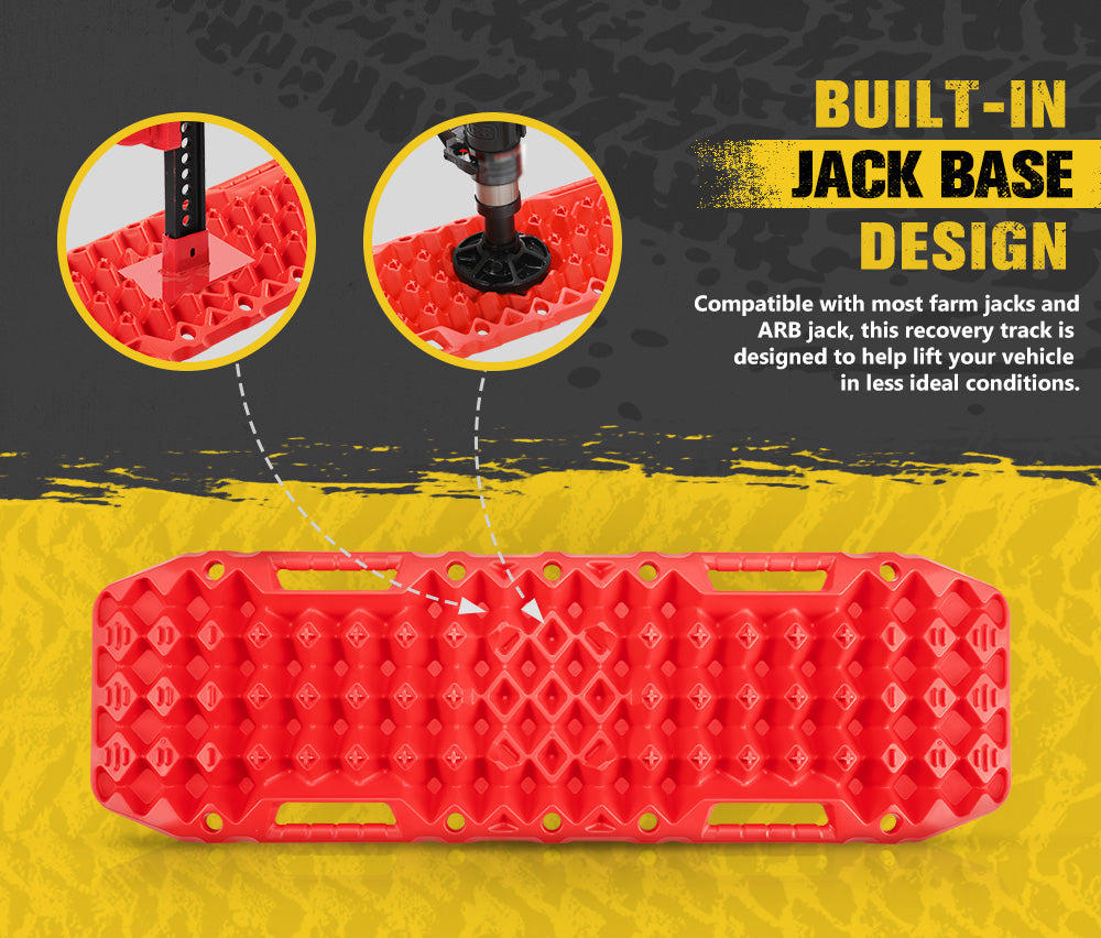 Bunker Indust Recovery Tracks Farm Jack Base 10T Board Sand Mud Snow OffRoad 4WD Red - Sunyee