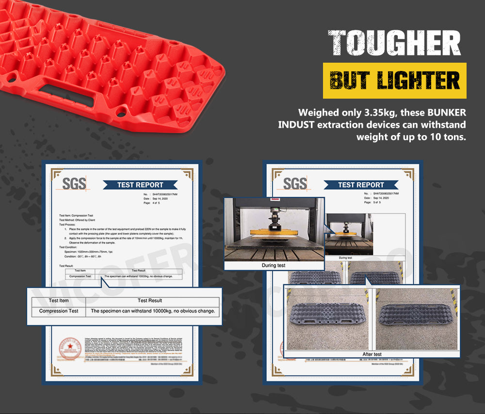 Bunker Indust Recovery Tracks Farm Jack Base 10T Board Sand Mud Snow OffRoad 4WD Red - Sunyee