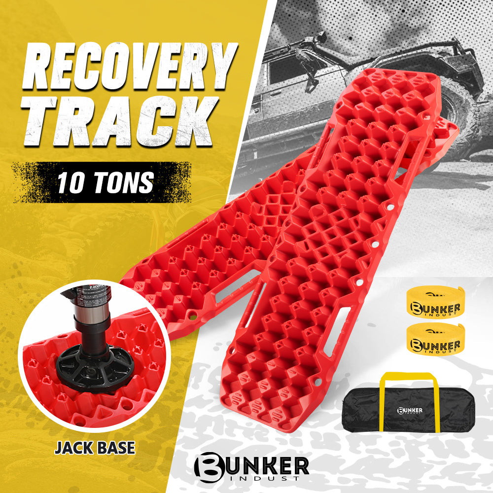 Bunker Indust 4WD Recovery Tracks /w Mounting Pins Jack Base Bag Snow Boards 4x4 - Sunyee