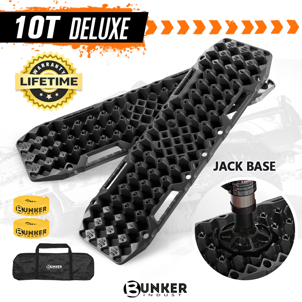 Bunker Indust 4WD Recovery Tracks /w Mounting Pins Jack Base Bag Snow Boards 4x4 - Sunyee