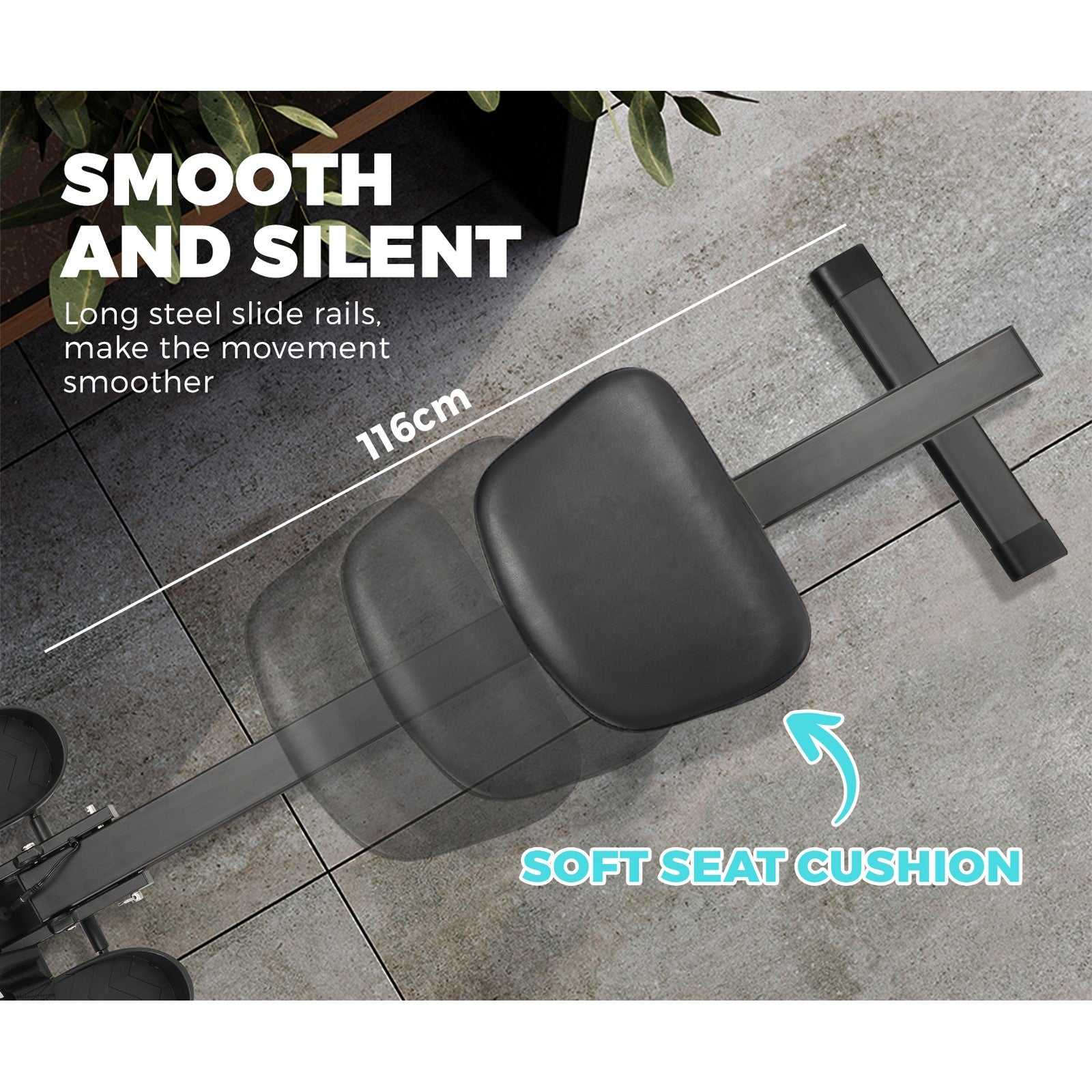 Finex Rowing Machine Rower Air Resistance Exercise Fitness Gym Home Cardio LCD - Sunyee