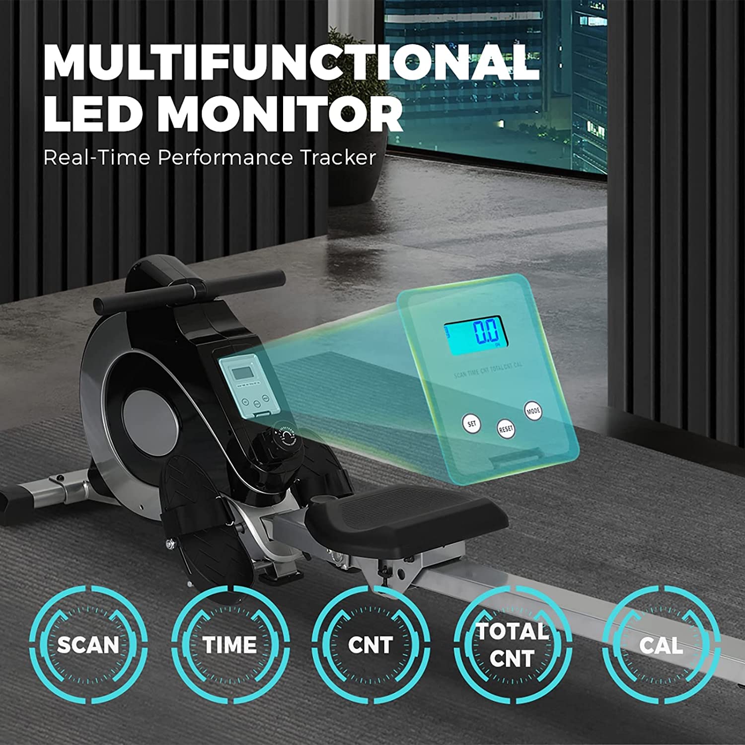 Finex Magnetic Rowing Machine Flywheel Resistance Rower Cardio Home Gym Fitness - Sunyee