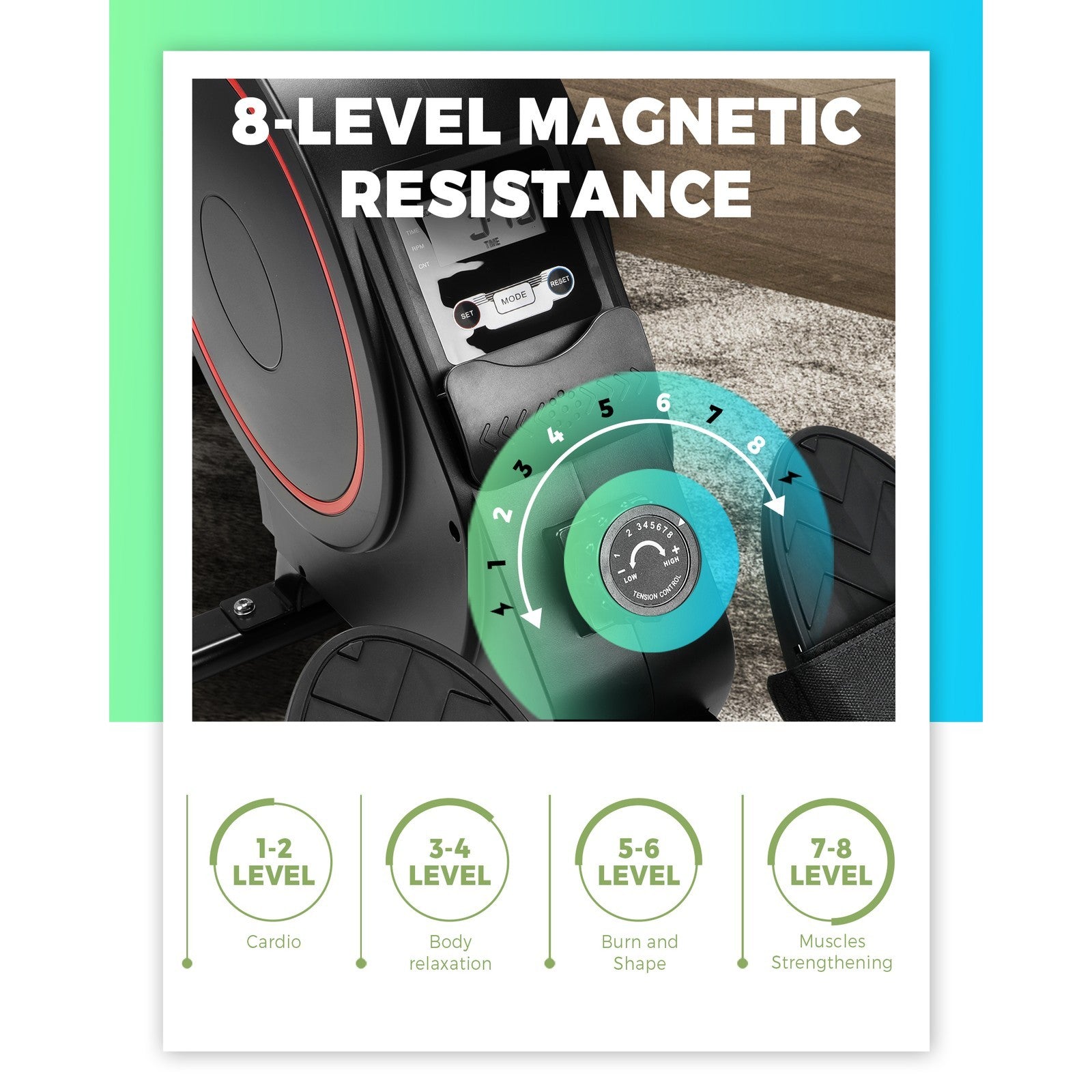 Finex Magnetic Rowing Machine Rower Resistance Cardio Fitness Home Gym Exercise - Sunyee