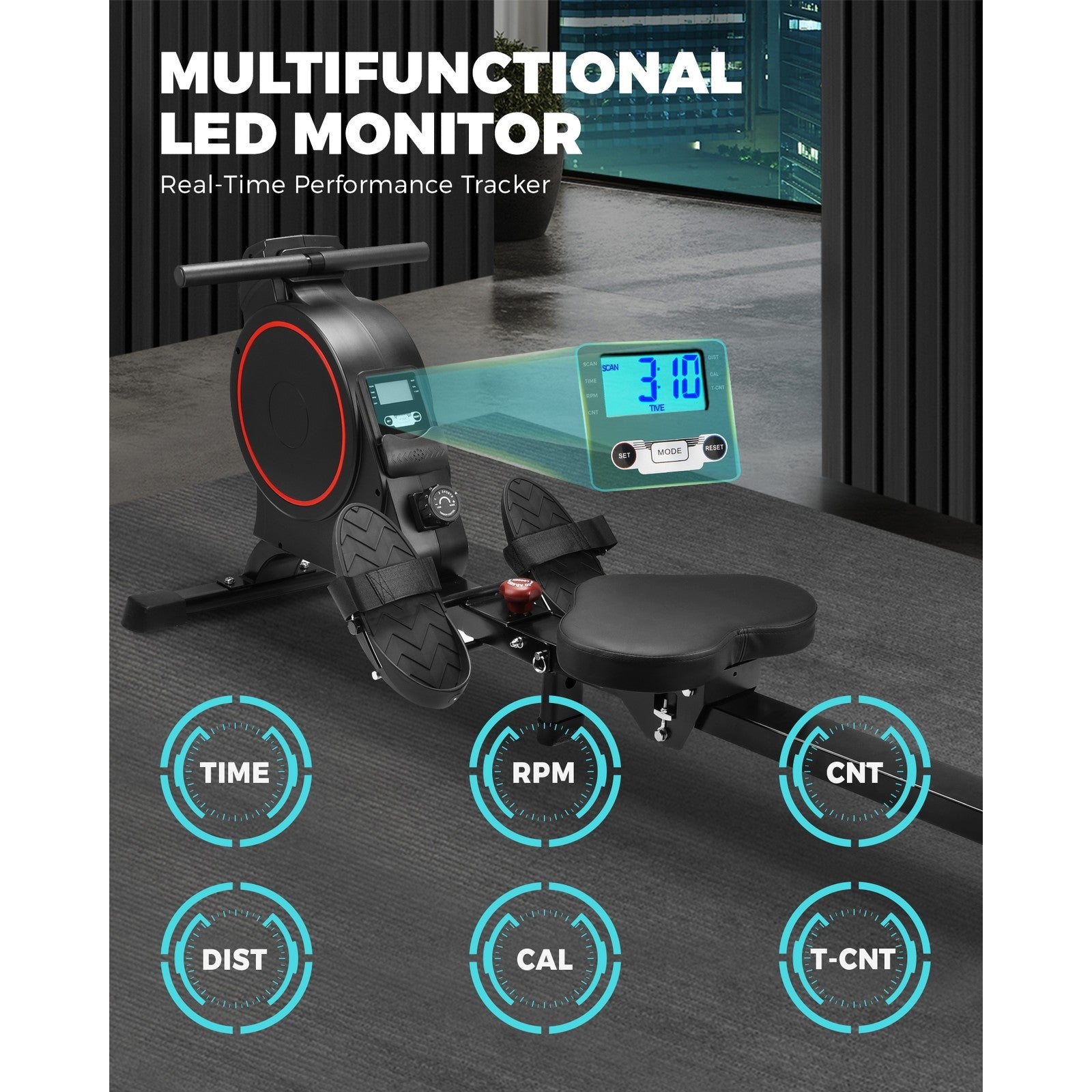 Finex Magnetic Rowing Machine Rower Resistance Cardio Fitness Home Gym Exercise - Sunyee