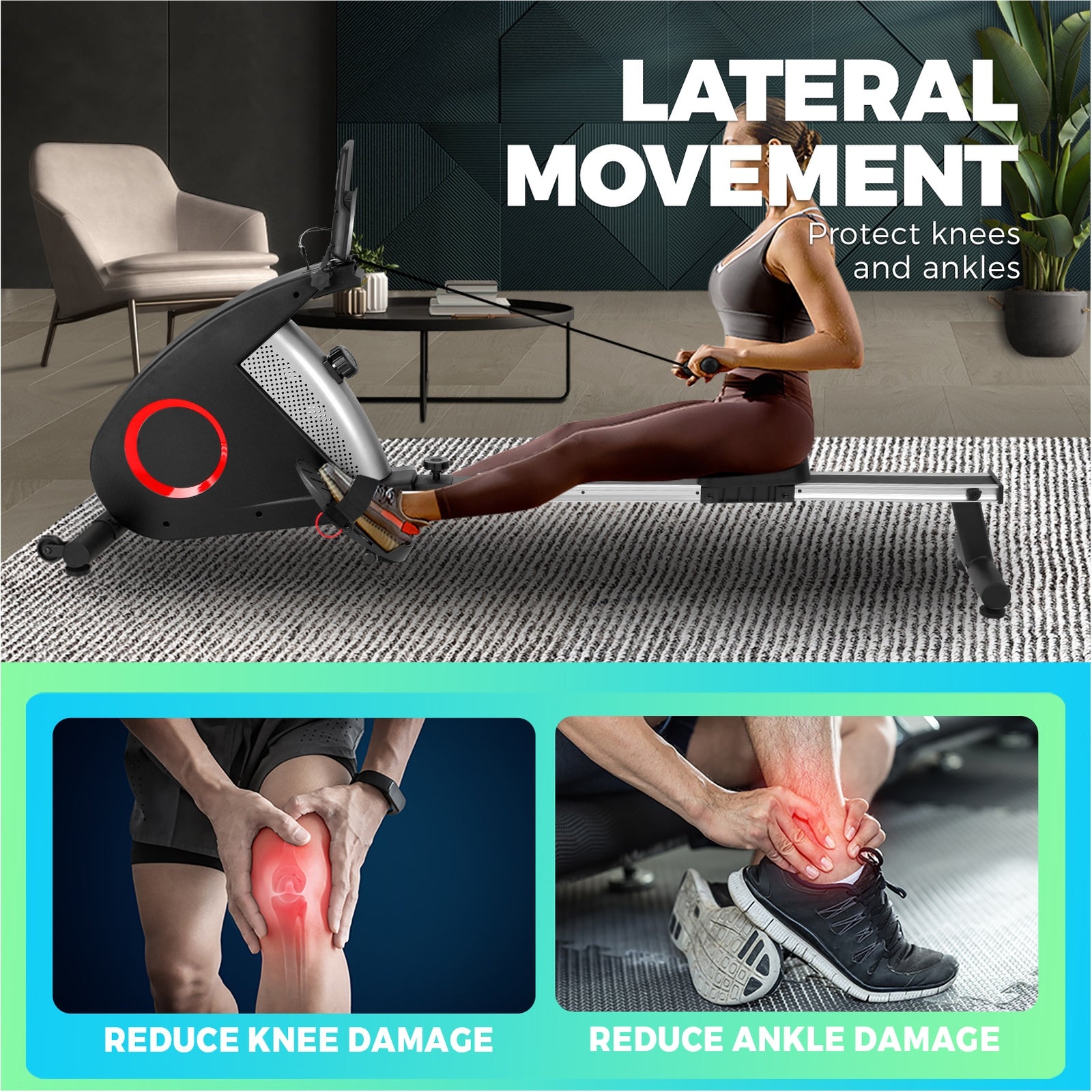 Finex Magnetic Rowing Machine Rower Resistance Exercise Fitness Gym Cardio - Sunyee