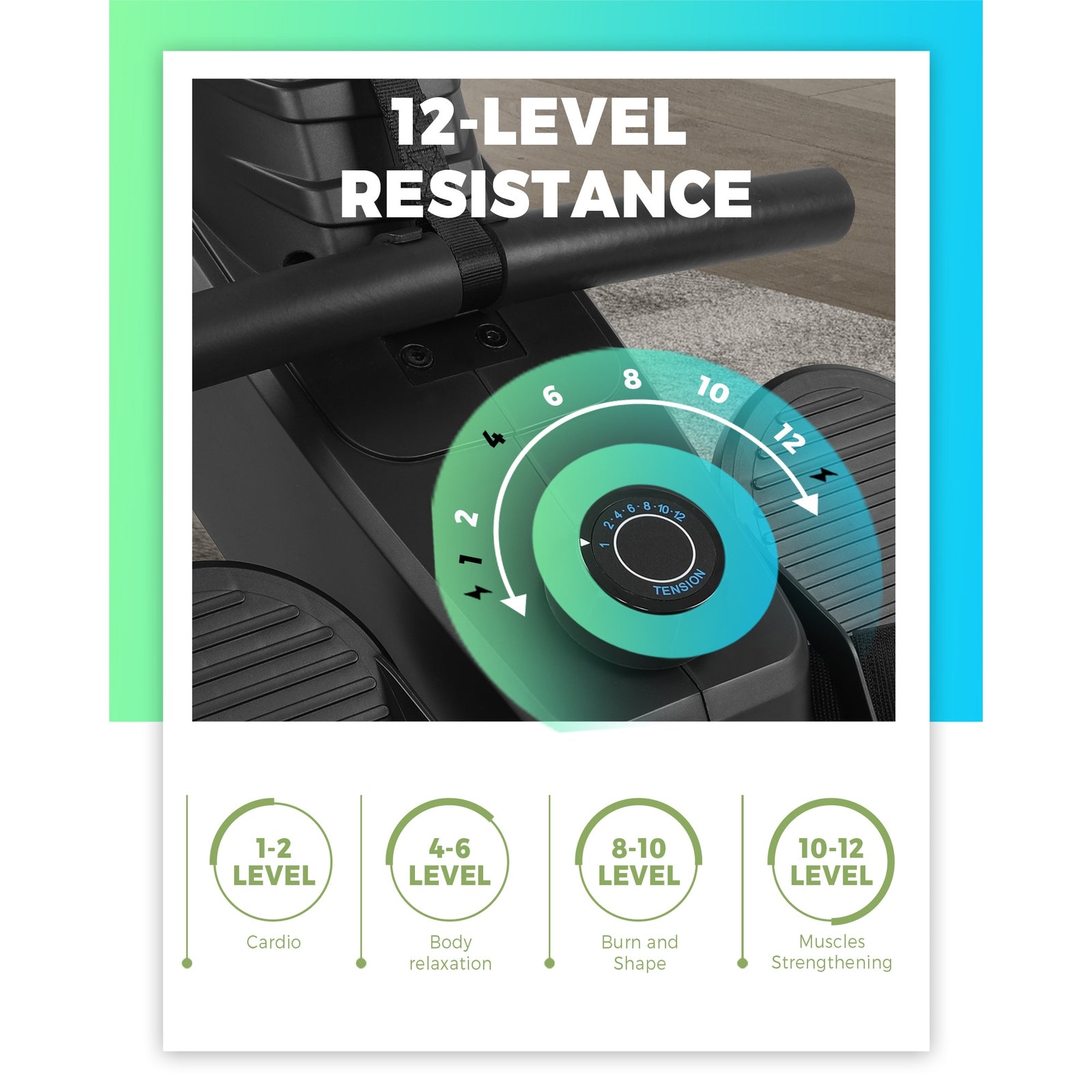 Finex Rowing Machine Rower Air Resistance Home Gym Fitness Foldable LCD Monitor - Sunyee