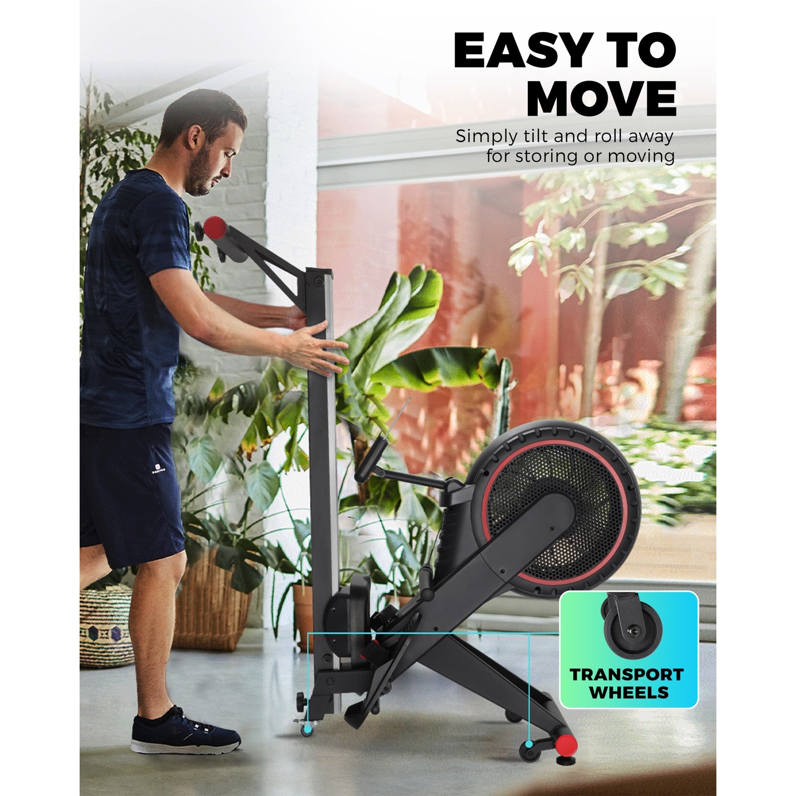 Finex Rowing Machine Rower Air Resistance Home Gym Fitness Foldable LCD Monitor - Sunyee