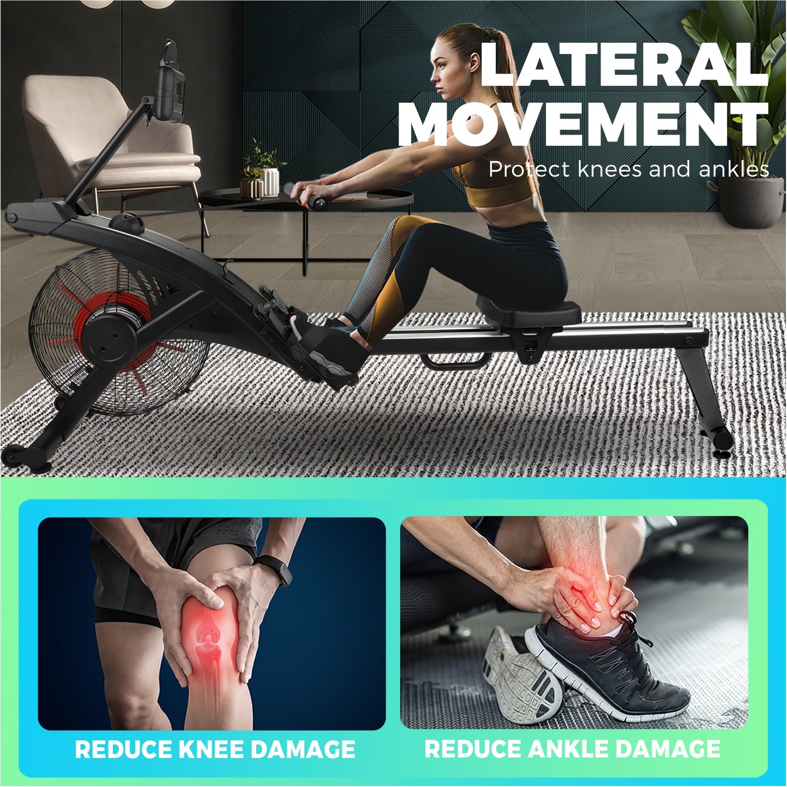 Finex Air Magnetic Flywheel Rowing Machine Rower Exercise Resistance Gym Cardio - Sunyee