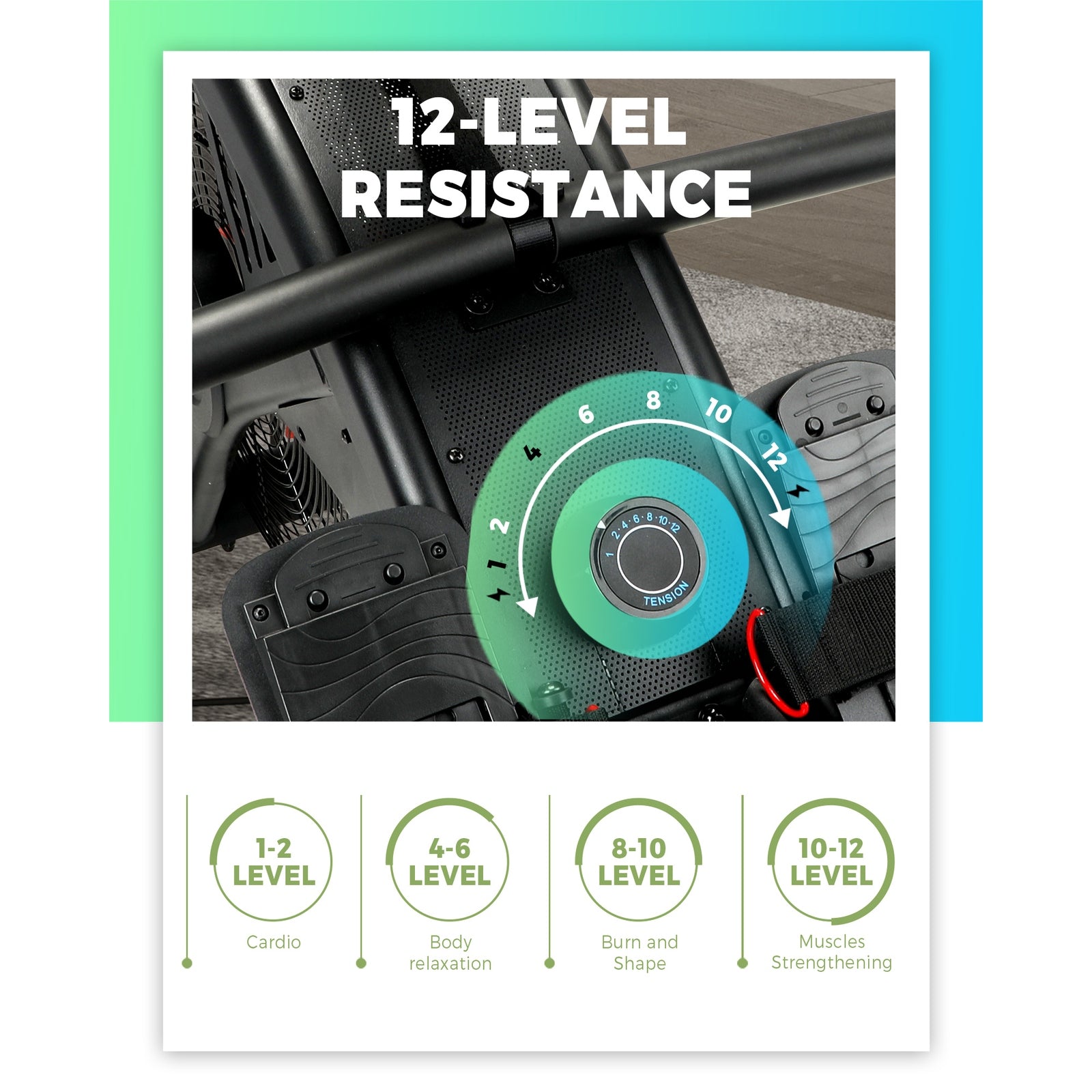 Finex Air Magnetic Flywheel Rowing Machine Rower Exercise Resistance Gym Cardio - Sunyee