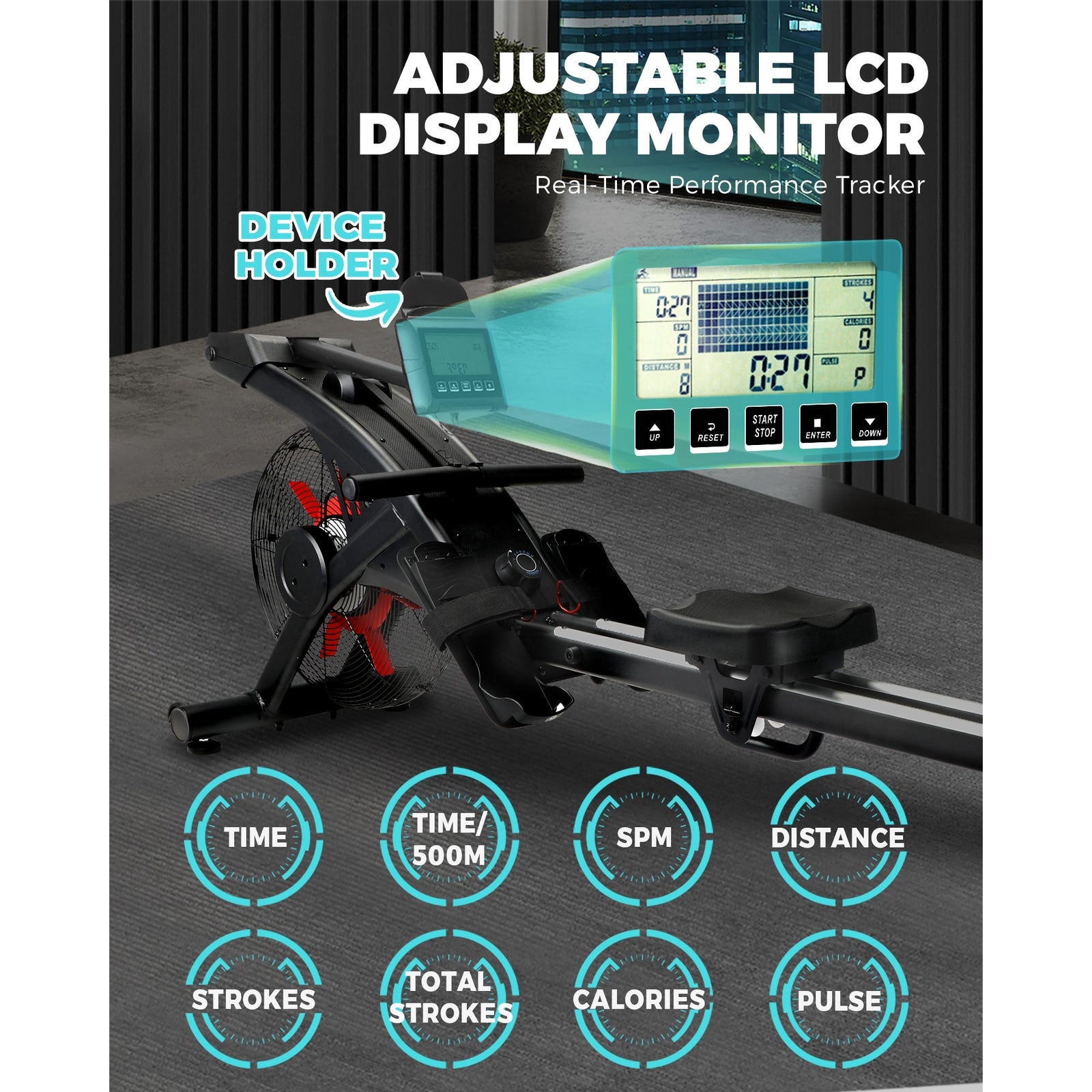 Finex Air Magnetic Flywheel Rowing Machine Rower Exercise Resistance Gym Cardio - Sunyee