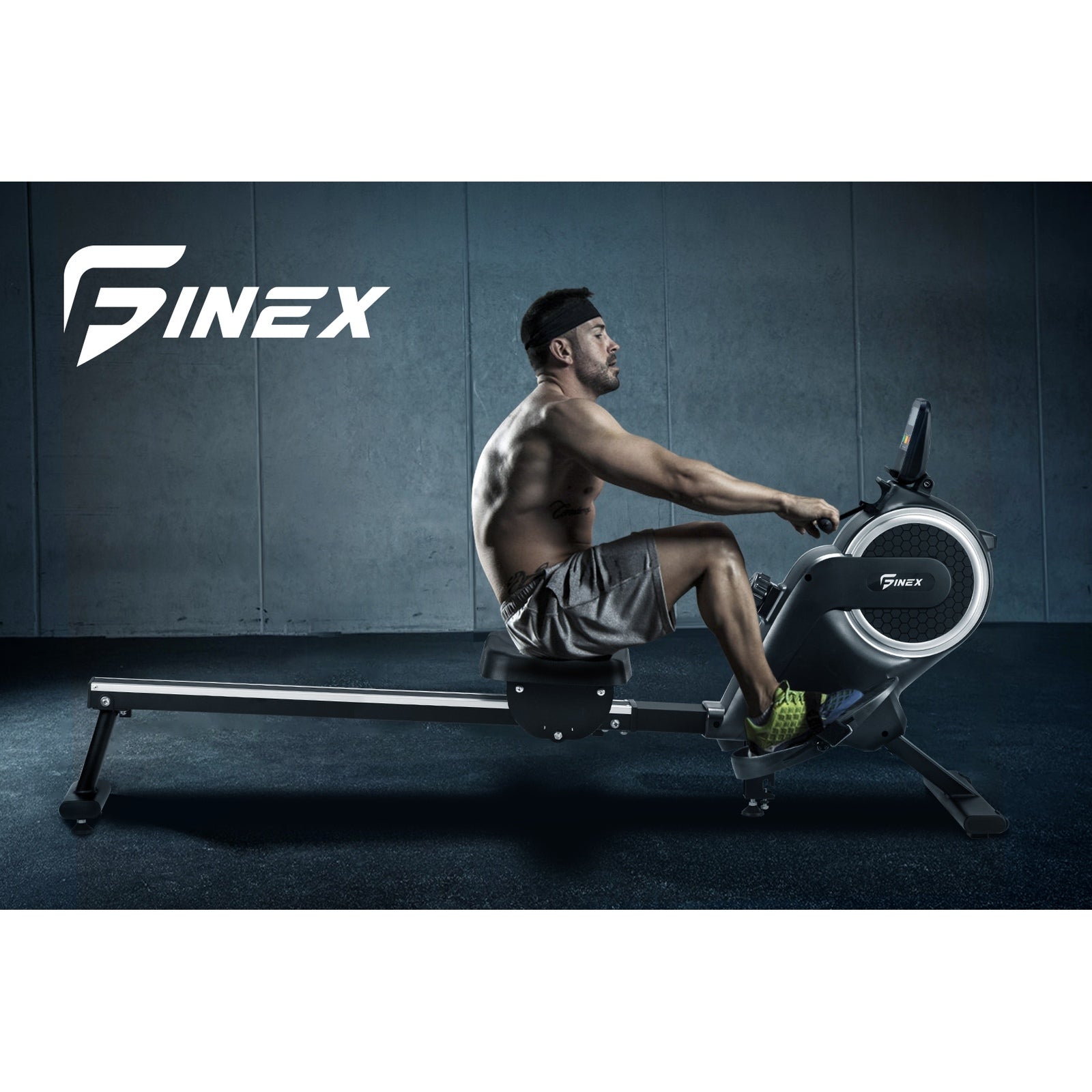 Finex Rowing Machine Rower Magnetic Resistance Exercise Fitness Cardio Aluminium - Sunyee