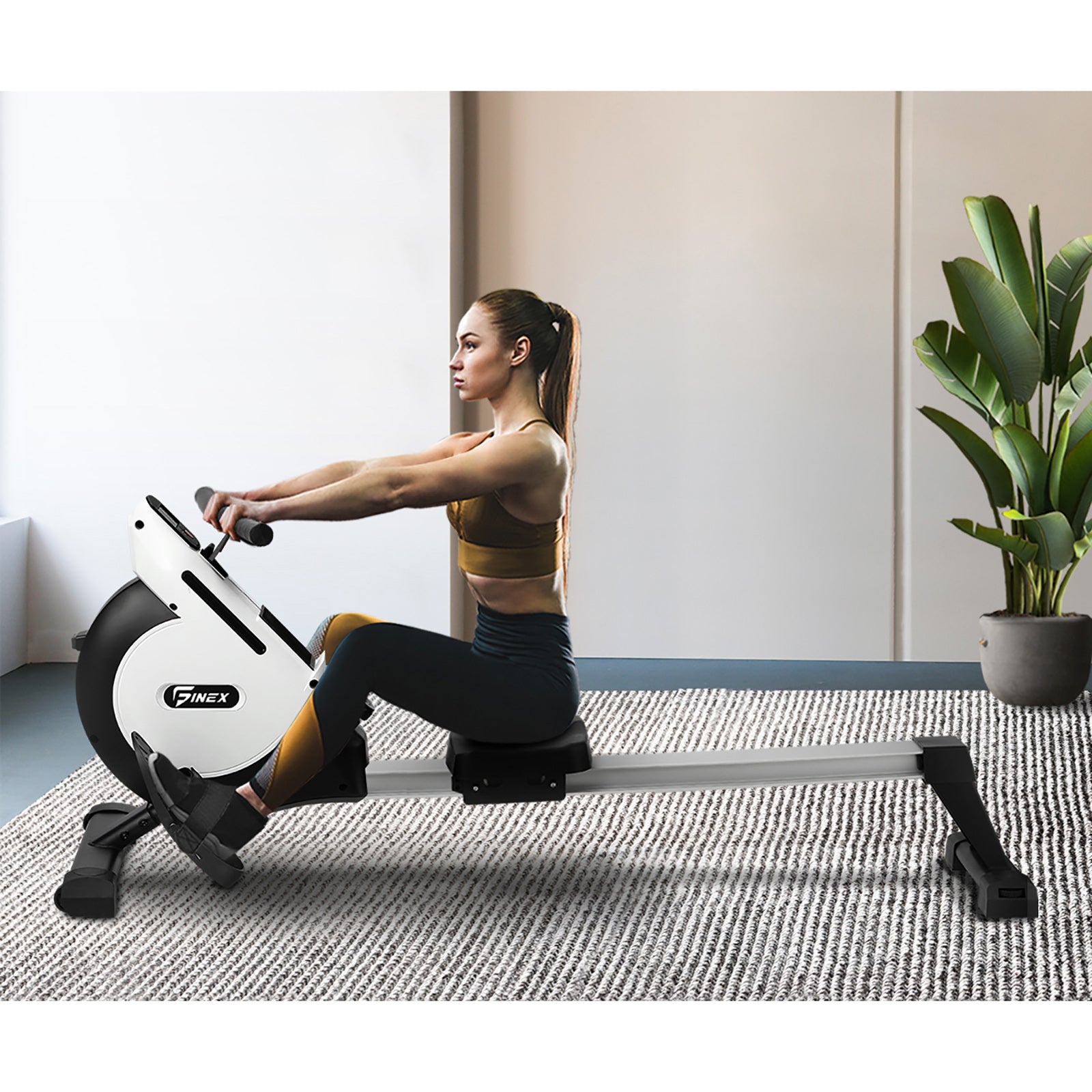 Finex Rowing Machine Magnetic Resistance Rower Fitness Home Gym Cardio 16-Level - Sunyee