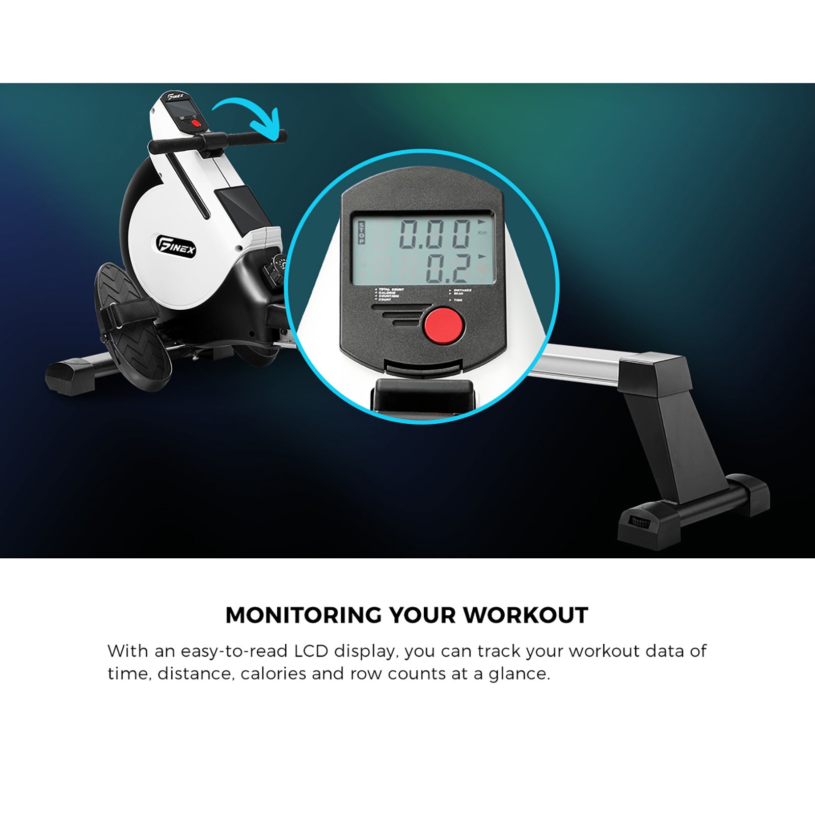 Finex Rowing Machine Magnetic Resistance Rower Fitness Home Gym Cardio 16-Level - Sunyee