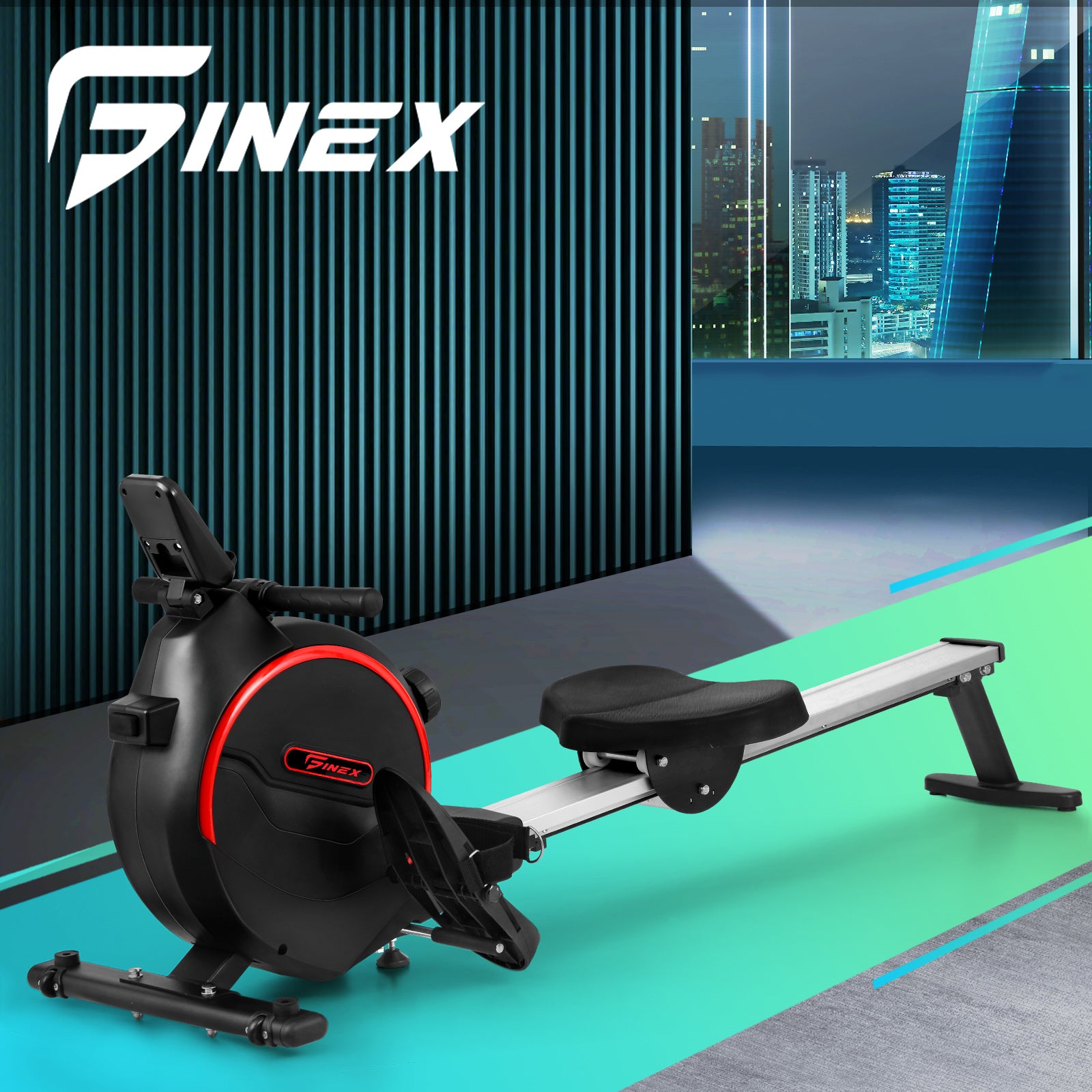Finex Rowing Machine Rower Magnetic Resistance Fitness Home Gym Cardio 16-Level - Sunyee