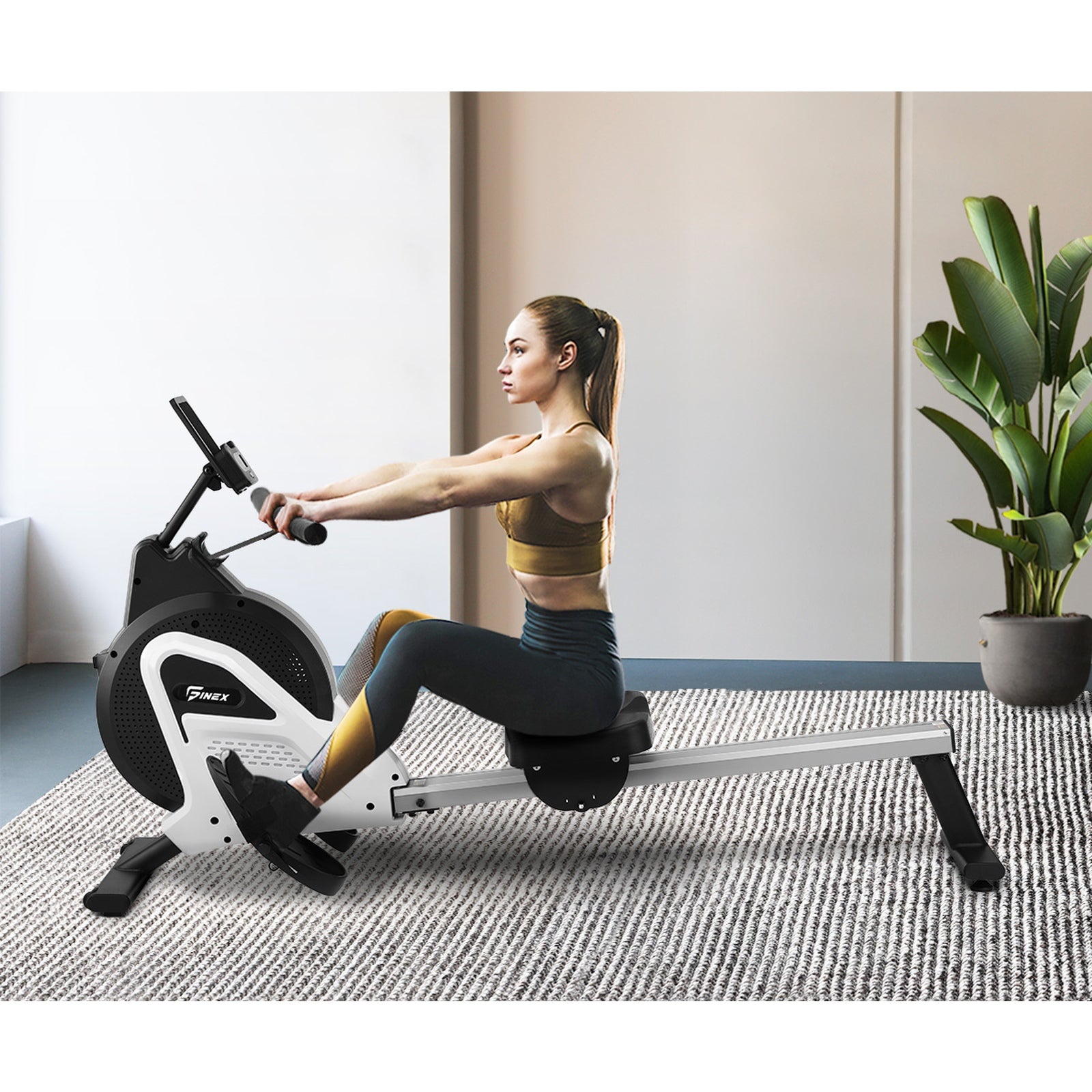 Finex Rowing Machine Rower Magnetic Resistance Fitness Workout Home Gym Cardio - Sunyee