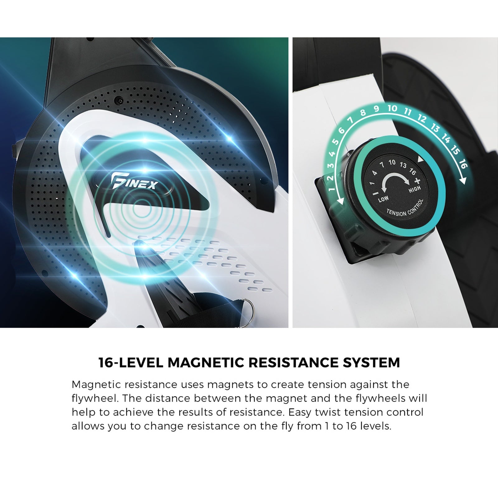 Finex Rowing Machine Rower Magnetic Resistance Fitness Workout Home Gym Cardio - Sunyee