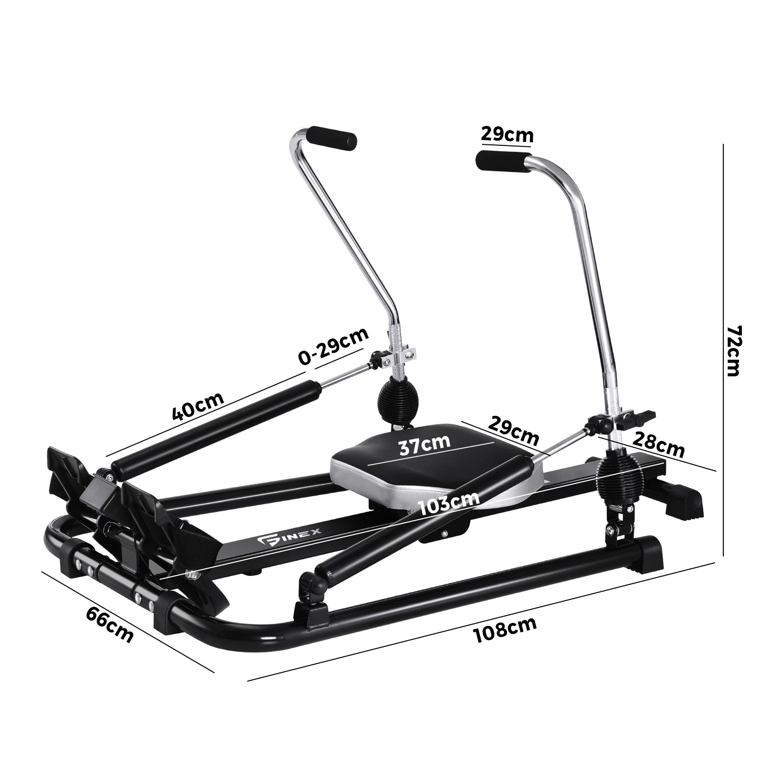 Finex Rowing Machine Rower Hydraulic Resistance Exercise Fitness Gym Cardio - Sunyee
