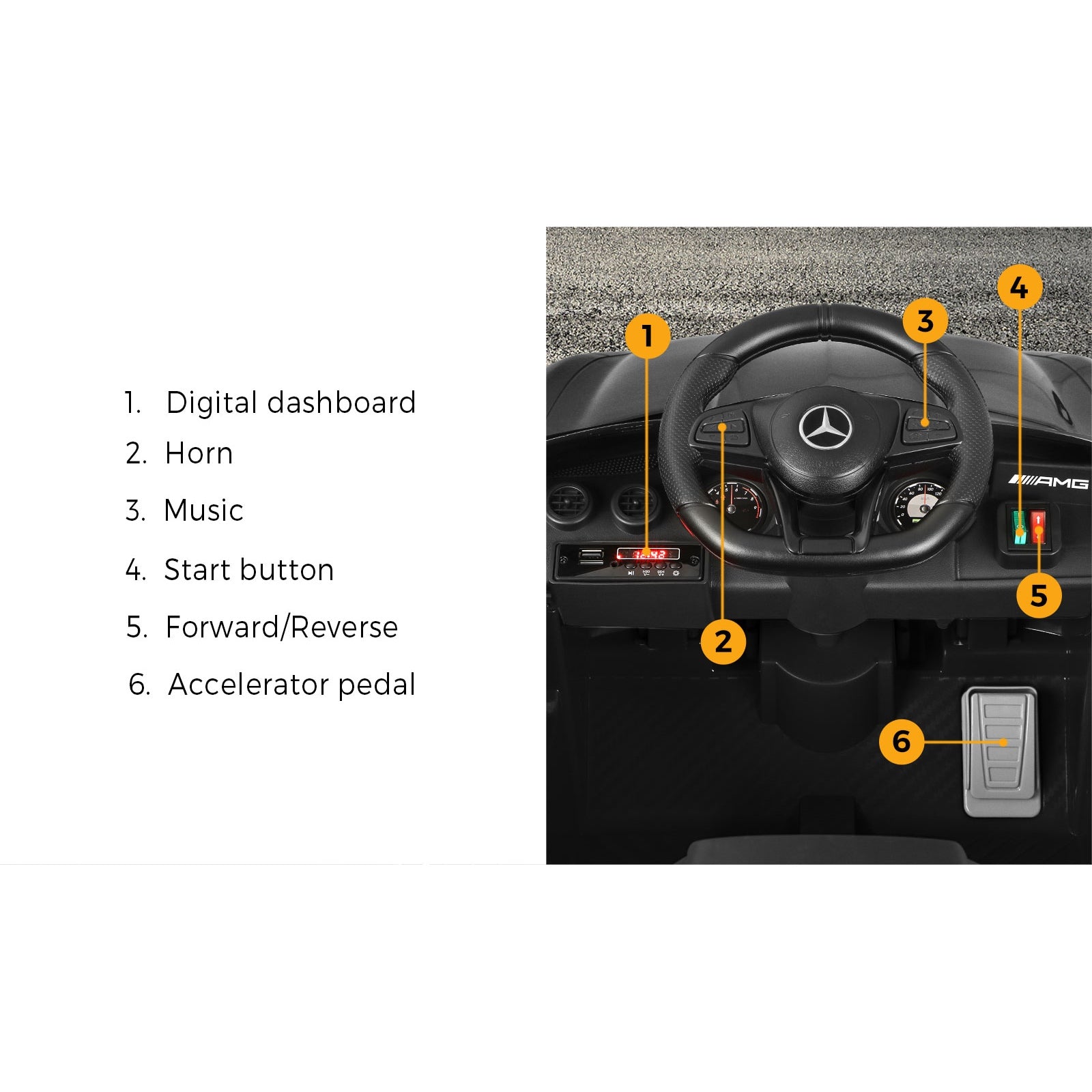 Kids Ride On Car Mercedes-Benz AMG GTR Licensed Remote Electric Toy Gift 12V - Sunyee