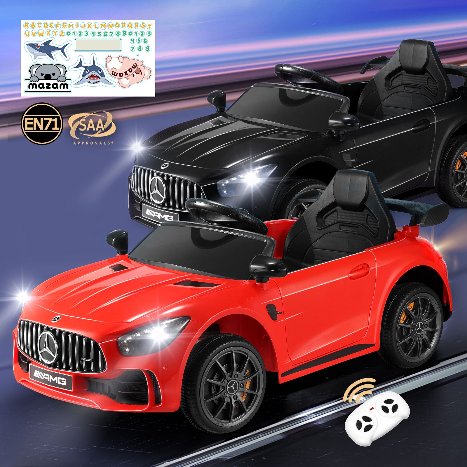 Kids Ride On Car Mercedes-Benz AMG GTR Licensed Electric Vehicle Toy w/ Remote - Sunyee