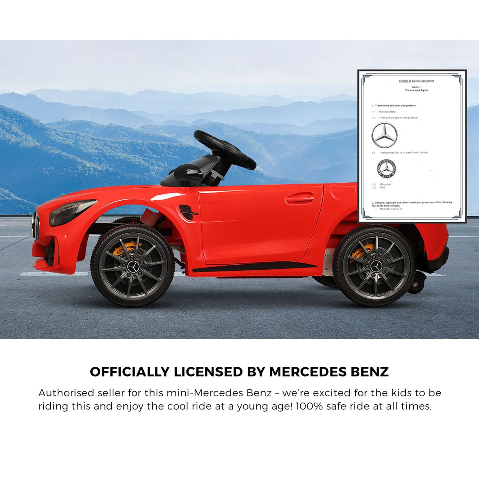 Kids Ride On Car Mercedes-Benz AMG GTR Licensed Electric Vehicle Toy w/ Remote - Sunyee