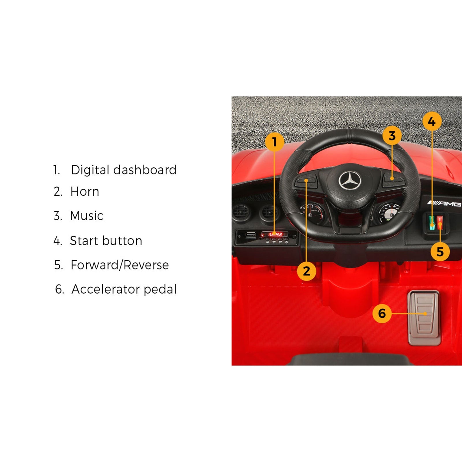 Kids Ride On Car Mercedes-Benz AMG GTR Licensed Electric Vehicle Toy w/ Remote - Sunyee