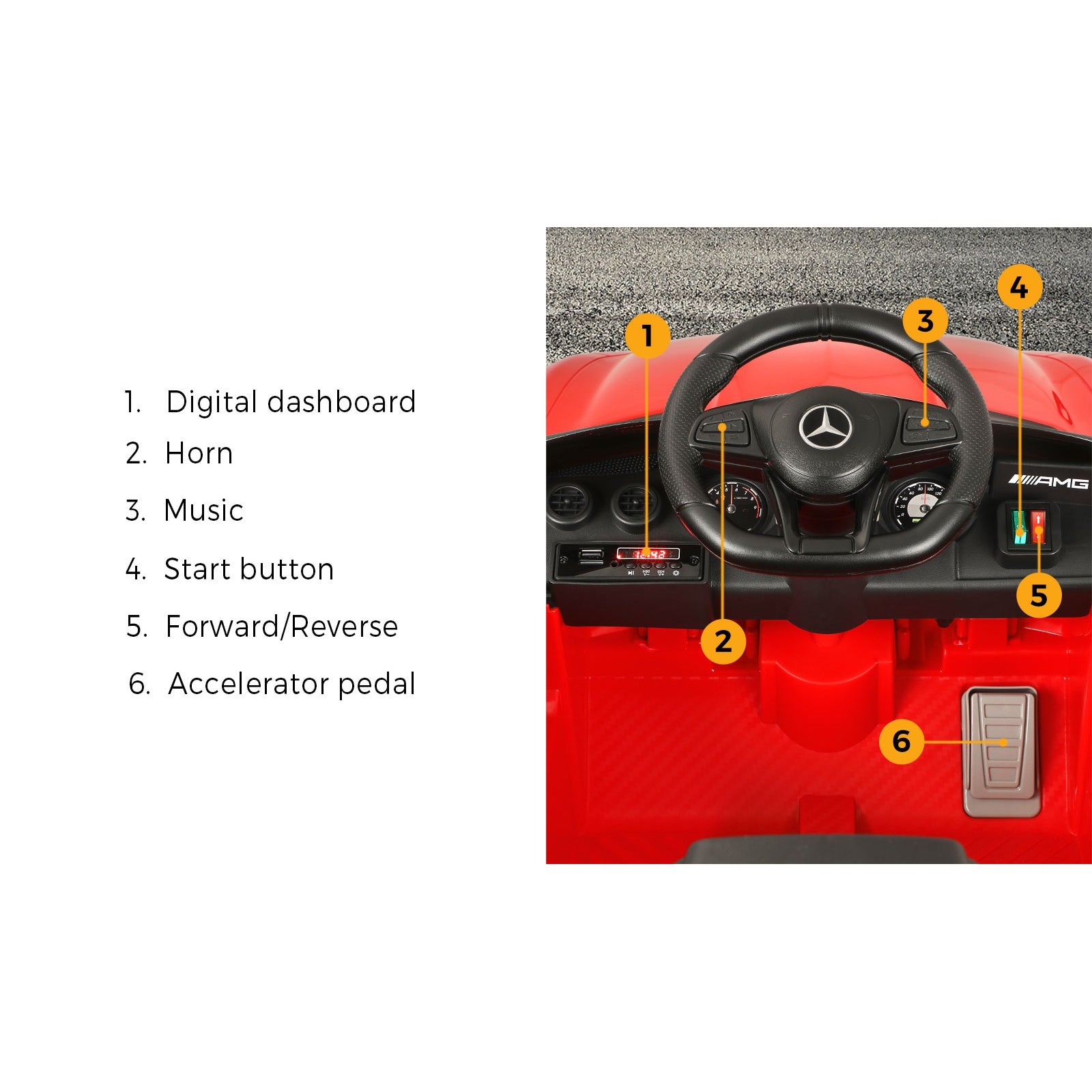 Kids Ride On Car Mercedes-Benz AMG GTR Licensed Electric Vehicle Toy Gift 12V - Sunyee