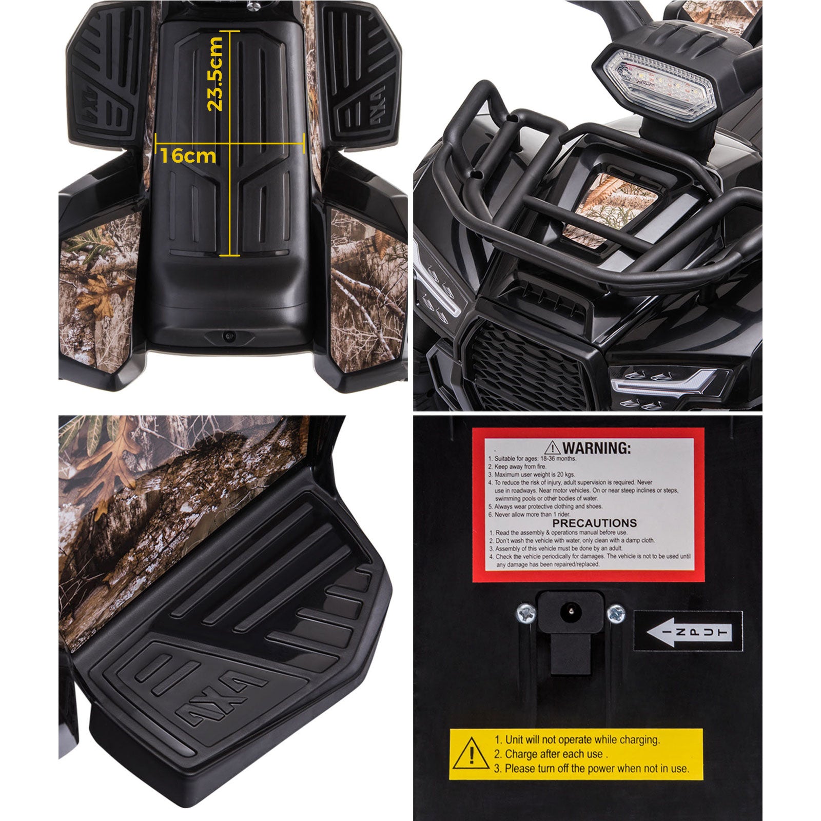 Mazam Ride On Car Electric ATV Bike Vehicle for Toddlers Kids Rechargeable Black - Sunyee