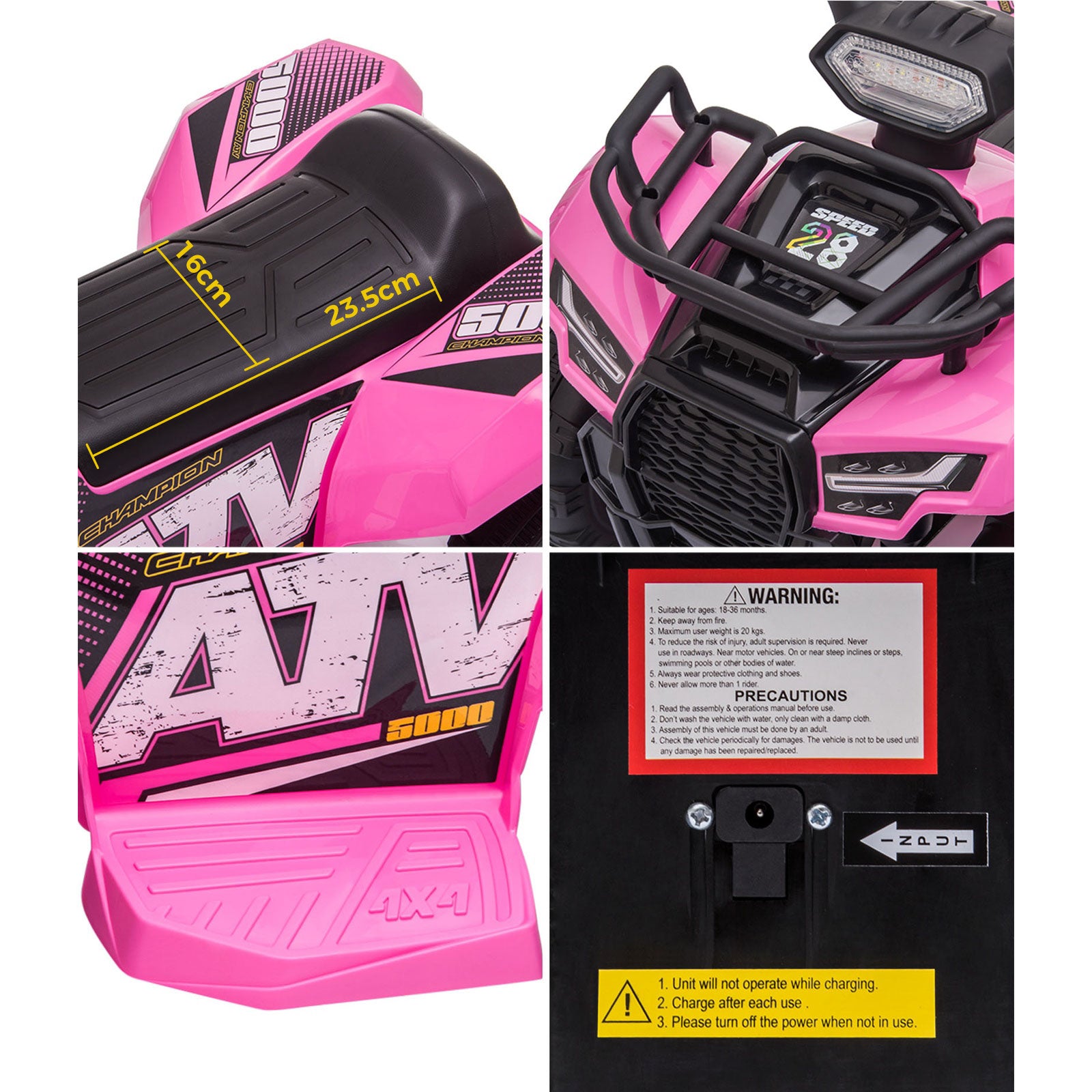 Mazam Ride On Car Electric ATV Bike Vehicle for Toddlers Kids Rechargeable Pink - Sunyee