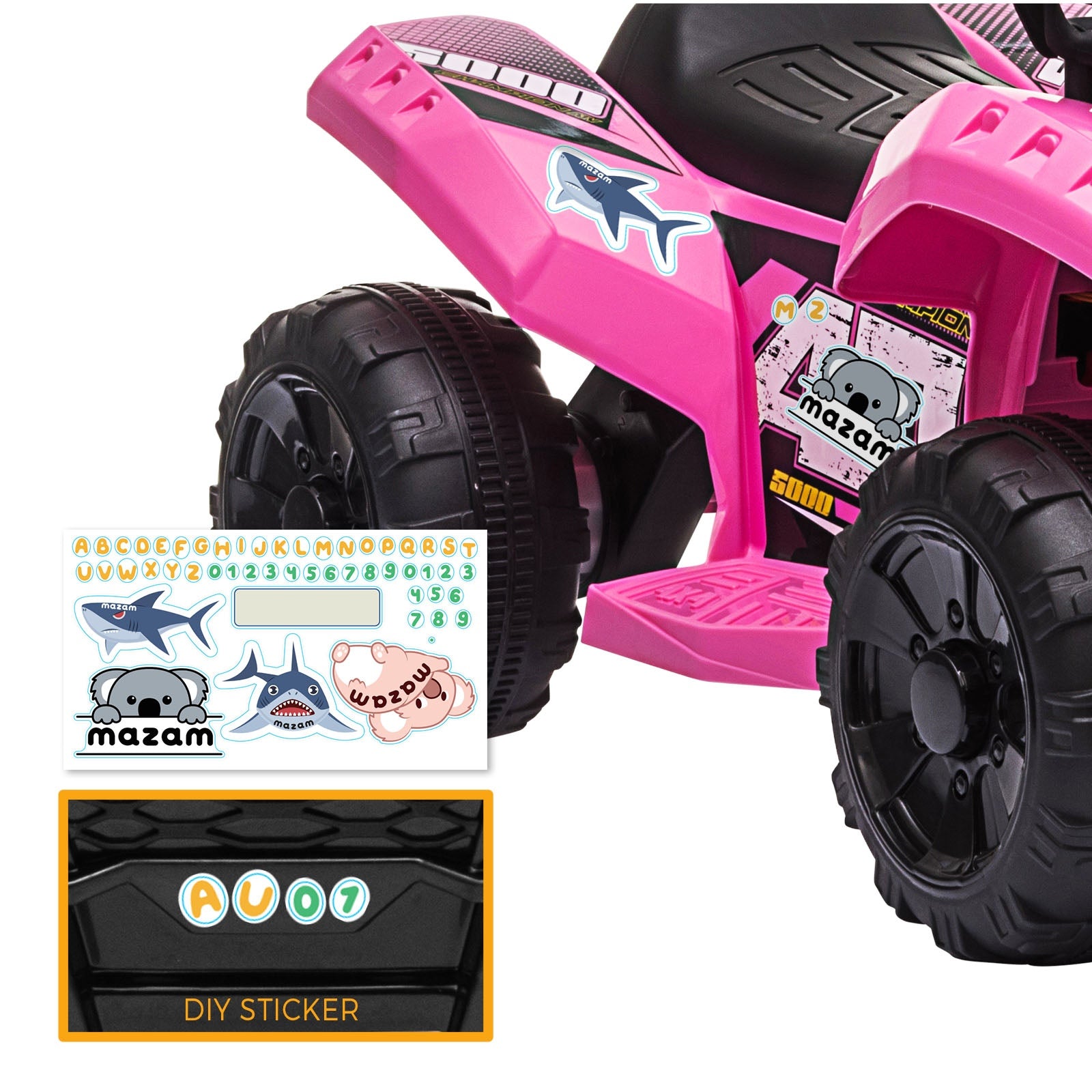 Mazam Ride On Car Electric ATV Bike Vehicle for Toddlers Kids Rechargeable Pink - Sunyee