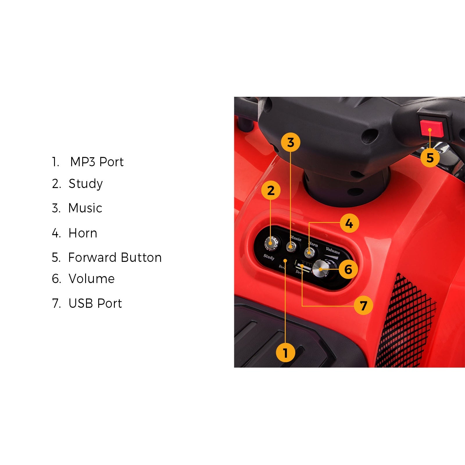 Mazam Ride On Car Electric ATV Bike Vehicle for Toddlers Kids Rechargeable Red - Sunyee