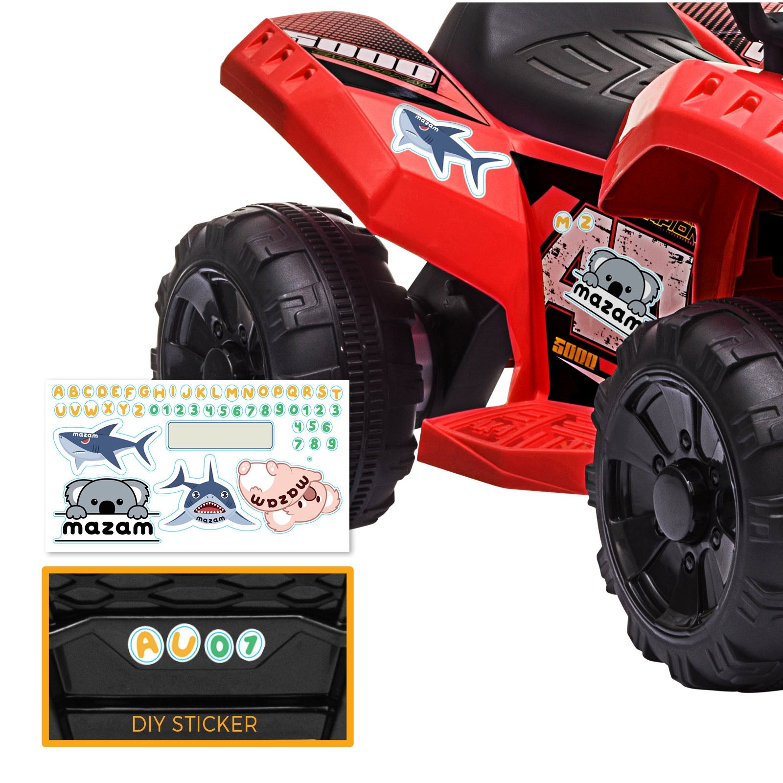 Mazam Ride On Car Electric ATV Bike Vehicle for Toddlers Kids Rechargeable Red - Sunyee