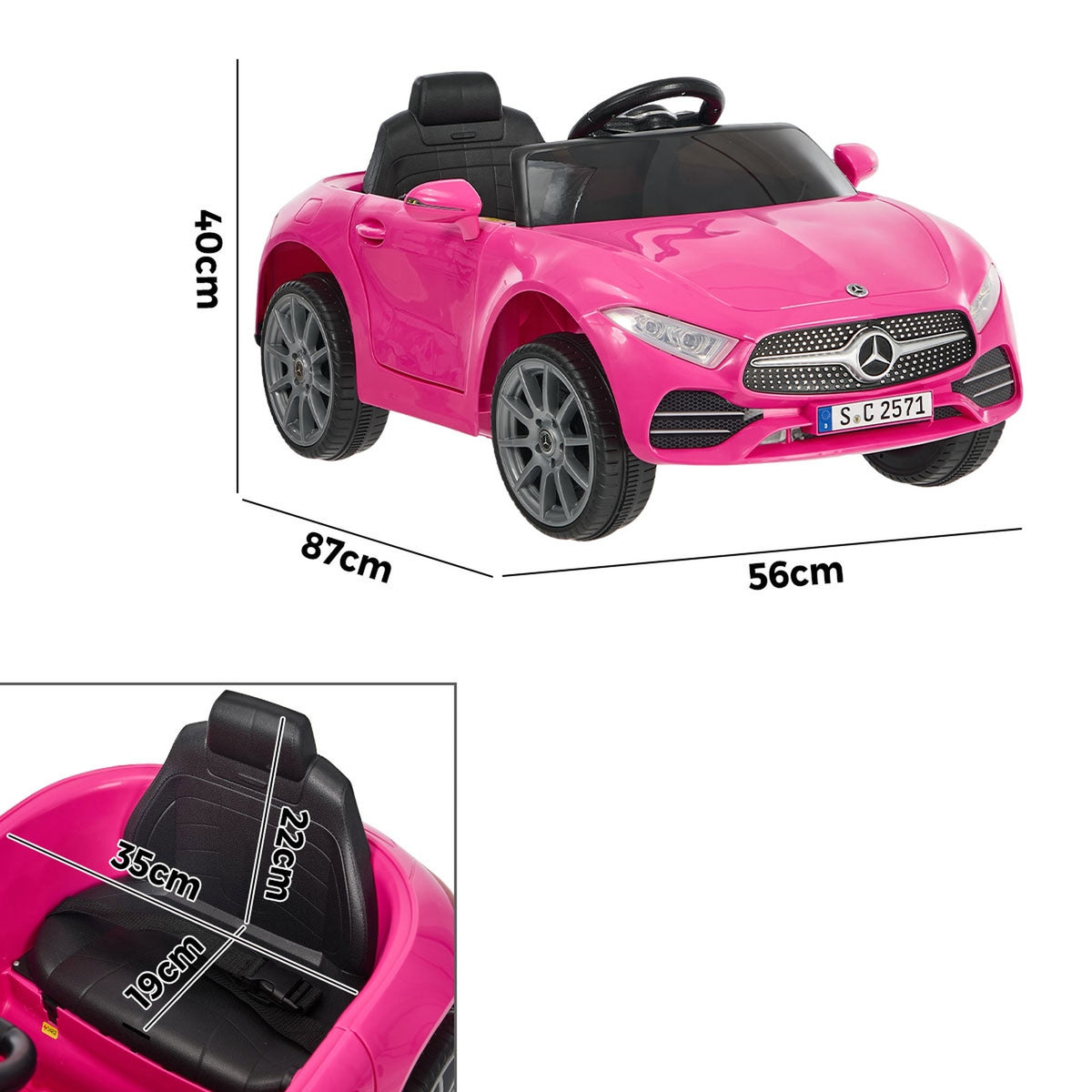 Kids Ride On Car 12V Mercedes-Benz Licensed Remote Control Toy Pink