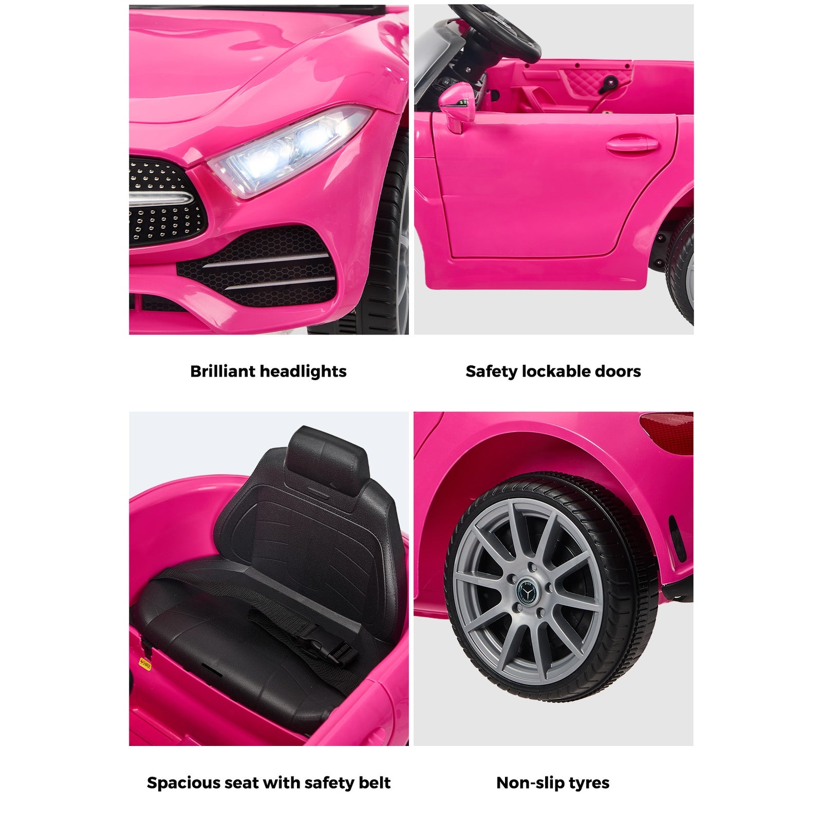 Kids Ride On Car 12V Mercedes-Benz Licensed Remote Control Toy Pink - Sunyee
