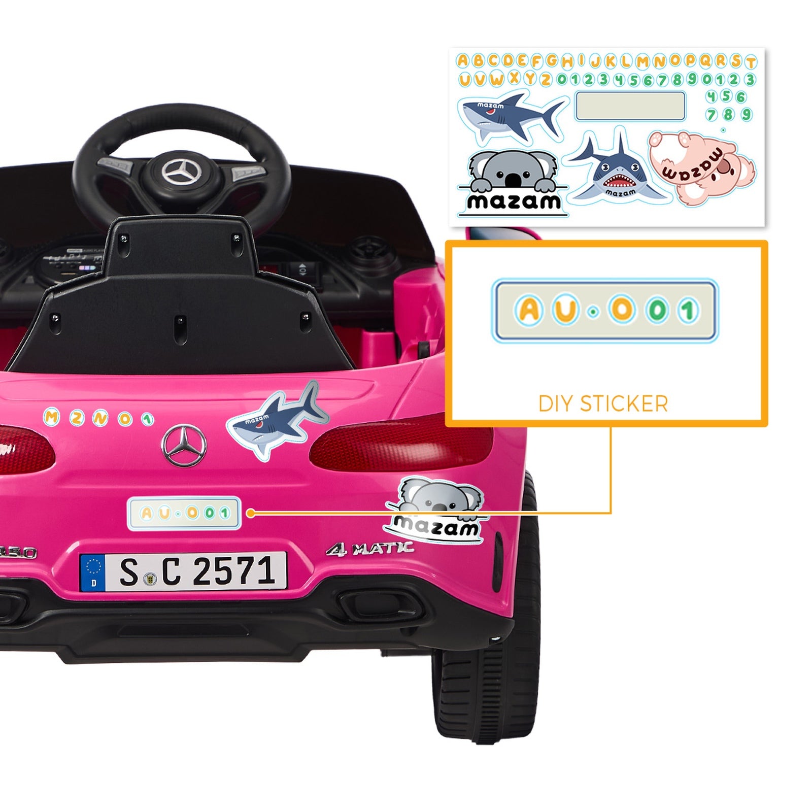Kids Ride On Car 12V Mercedes-Benz Licensed Remote Control Toy Pink - Sunyee