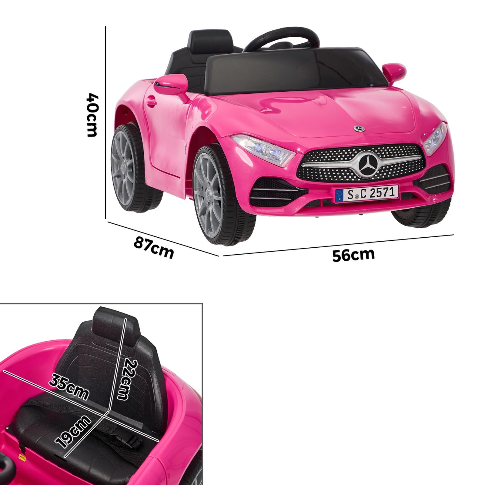 Kids Ride On Car 12V Mercedes-Benz Licensed Remote Control Toy Pink - Sunyee