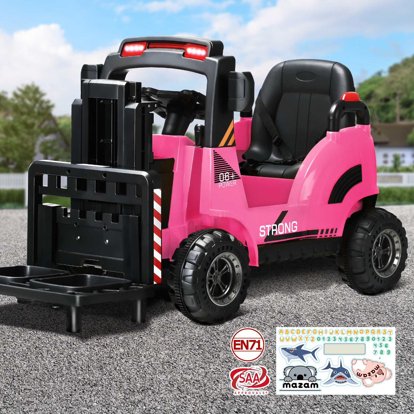 Mazam Ride-On Forklift Electric Car Toy for Toddlers Kids 12V Rechargeable Pink - Sunyee