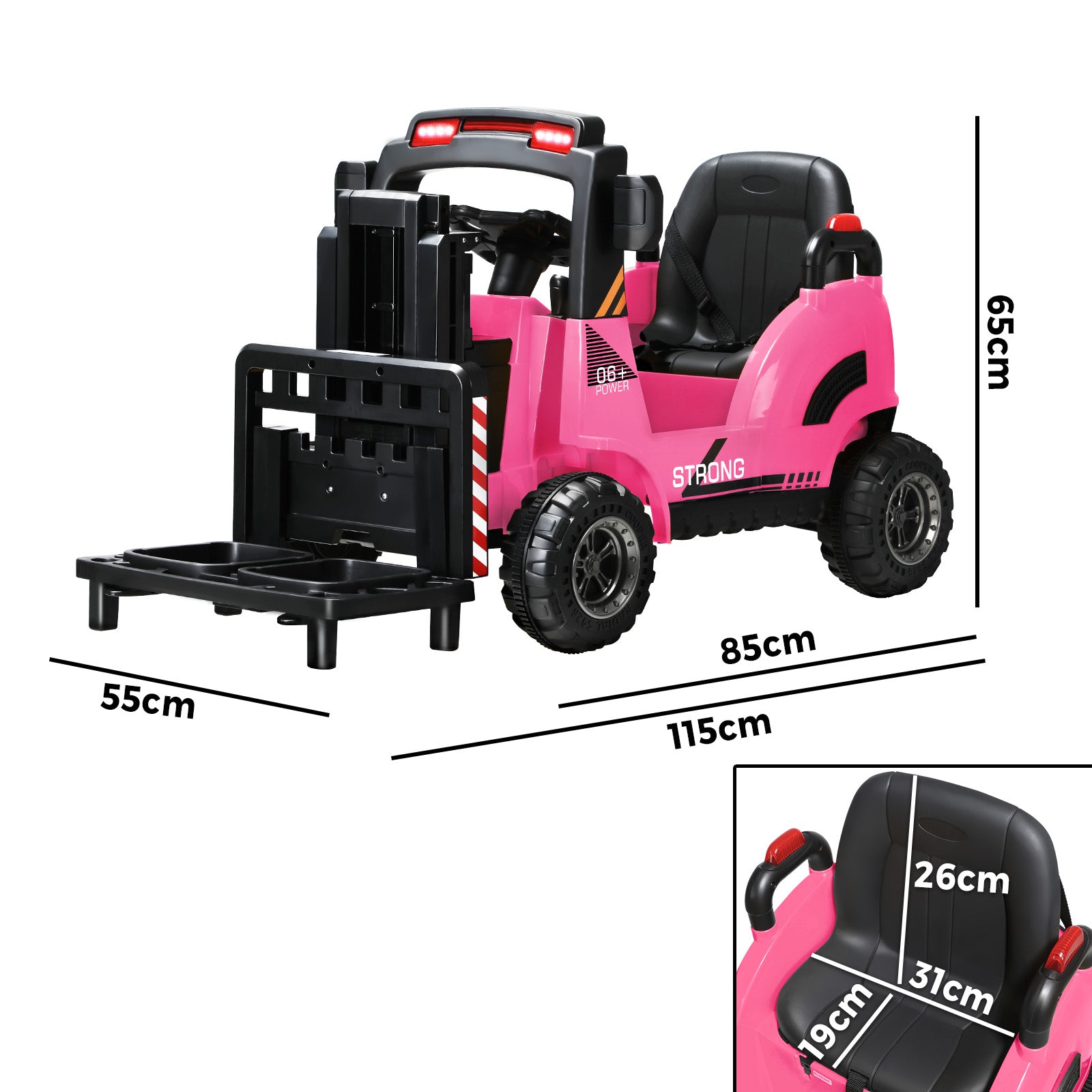 Mazam Ride-On Forklift Electric Car Toy for Toddlers Kids 12V Rechargeable Pink - Sunyee