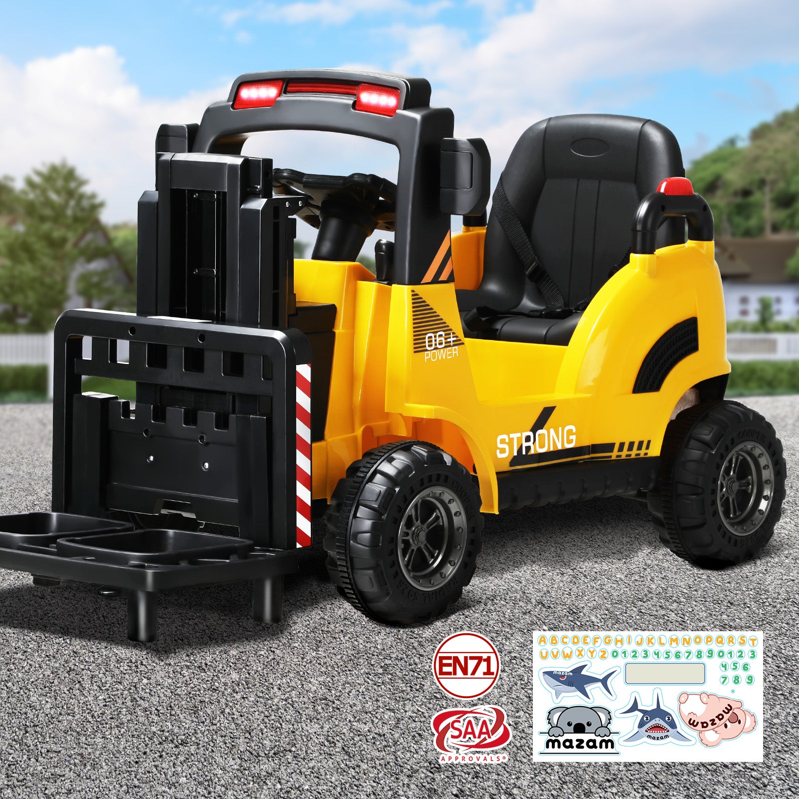 Mazam Kids Ride-On Forklift 12V Electric Operated Car Toy W/ Lift/Load Yellow - Sunyee