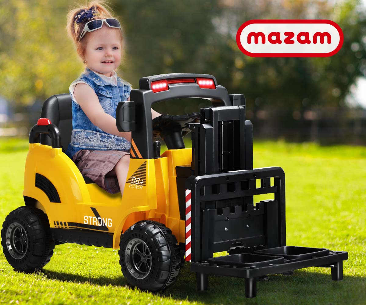 Mazam Kids Ride-On Forklift 12V Electric Operated Car Toy W/ Lift/Load Yellow - Sunyee