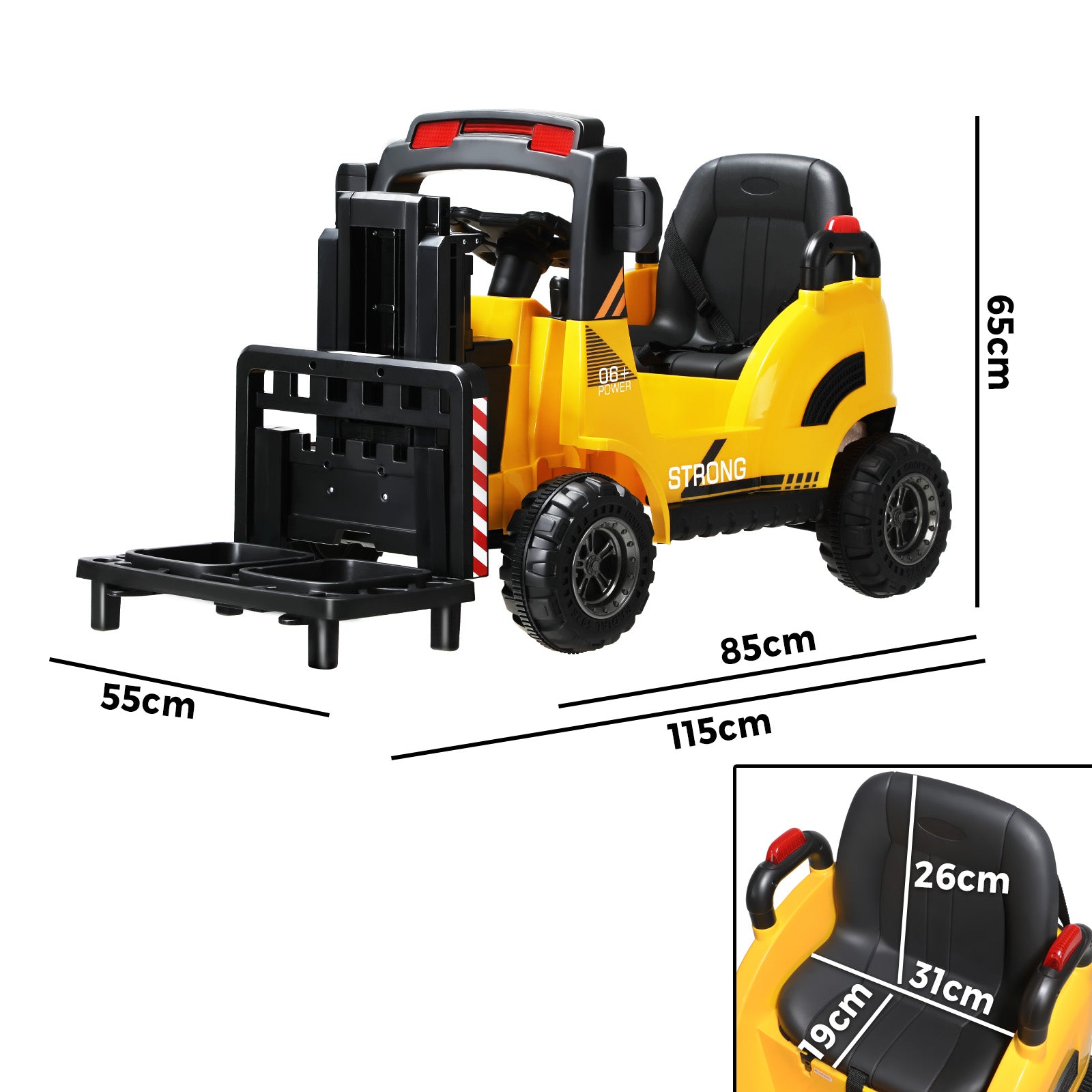 Mazam Kids Ride-On Forklift 12V Electric Operated Car Toy W/ Lift/Load Yellow - Sunyee